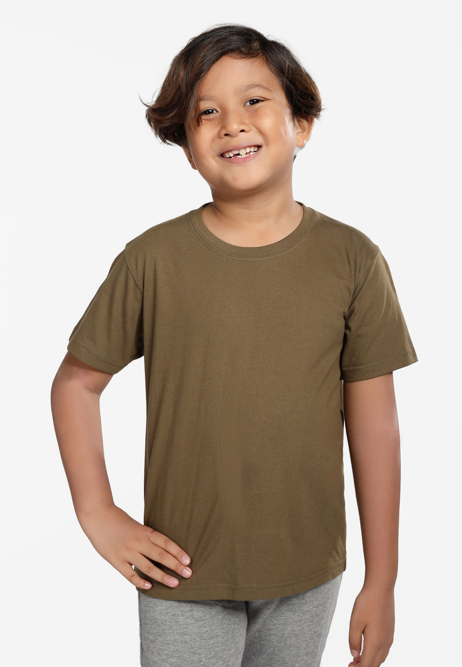 100% Cotton Round Neck Kids-Khaki (PK-901-59) - Image 6