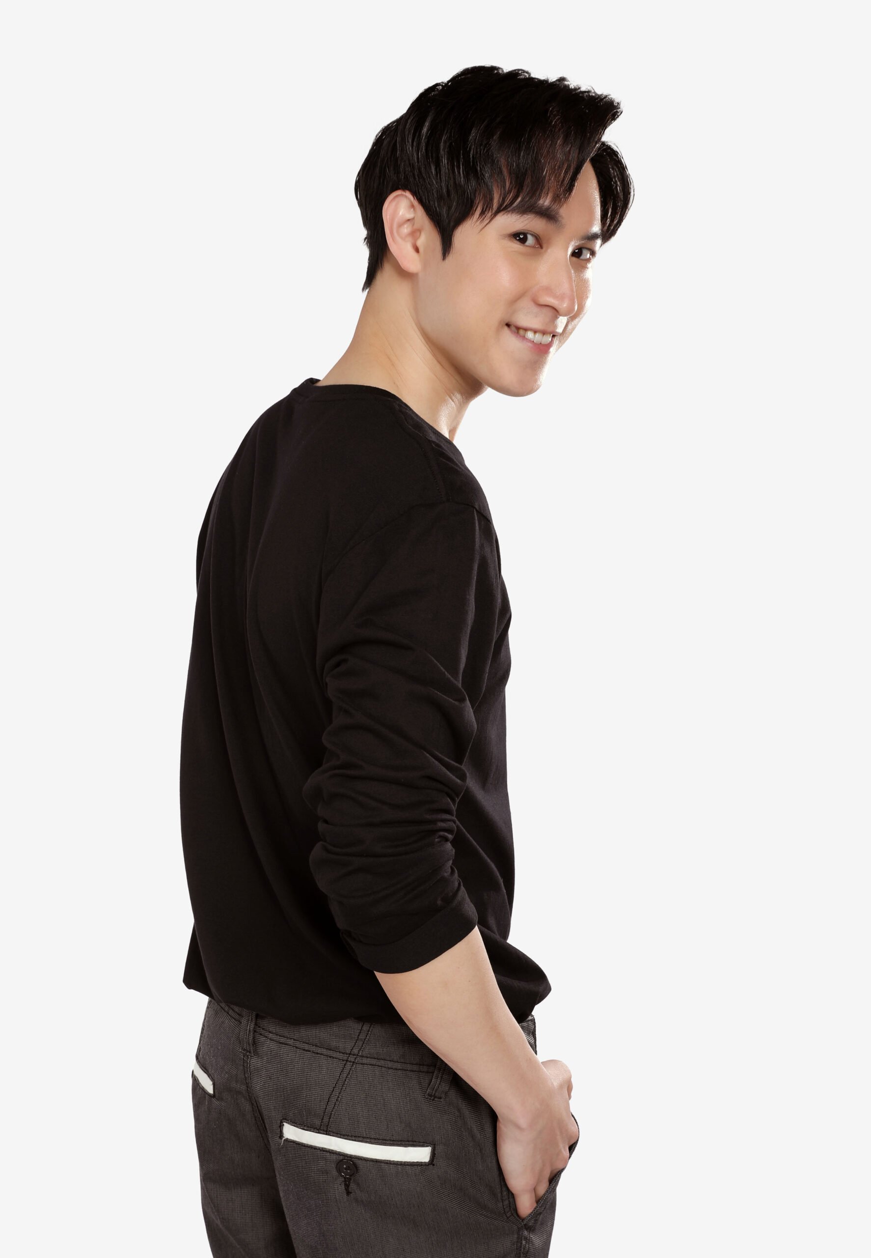 100% Cotton Long Sleeve Round Neck- Black (P-601-09) - Image 3