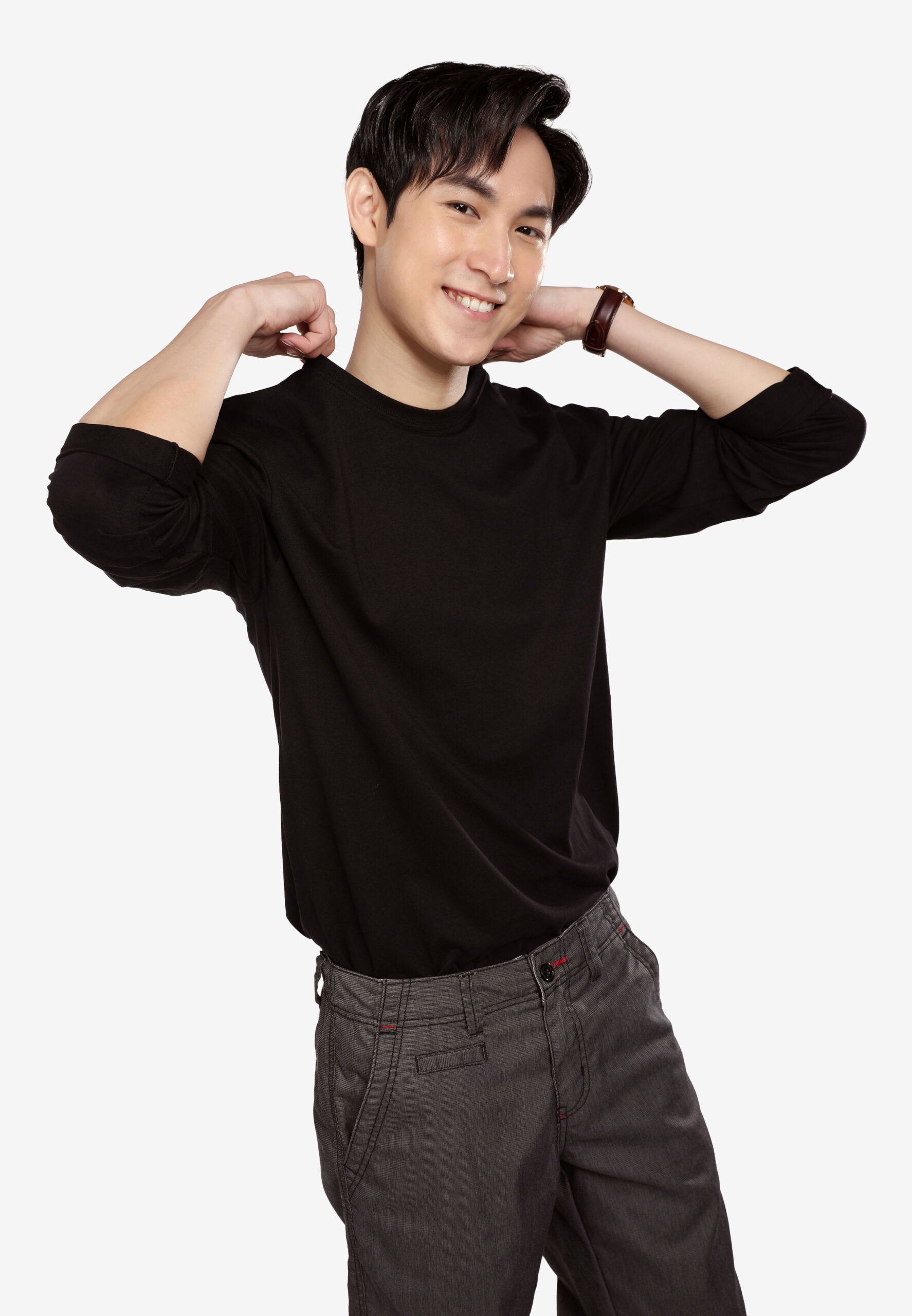 100% Cotton Long Sleeve Round Neck- Black (P-601-09) - Image 4