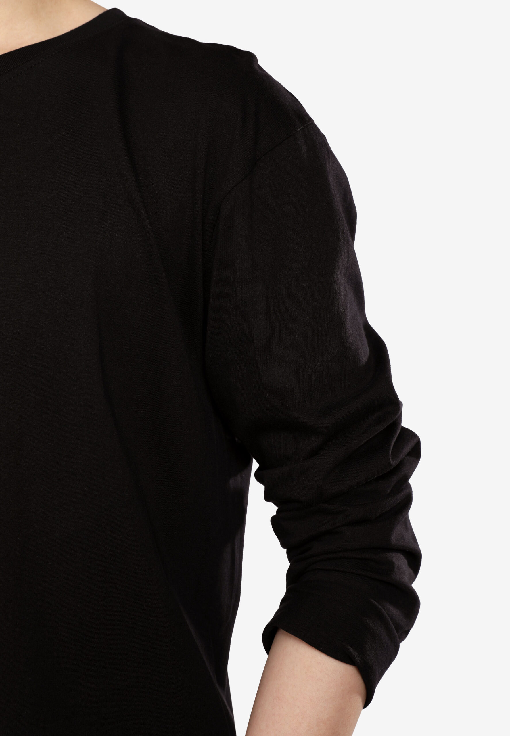 100% Cotton Long Sleeve Round Neck- Black (P-601-09) - Image 5