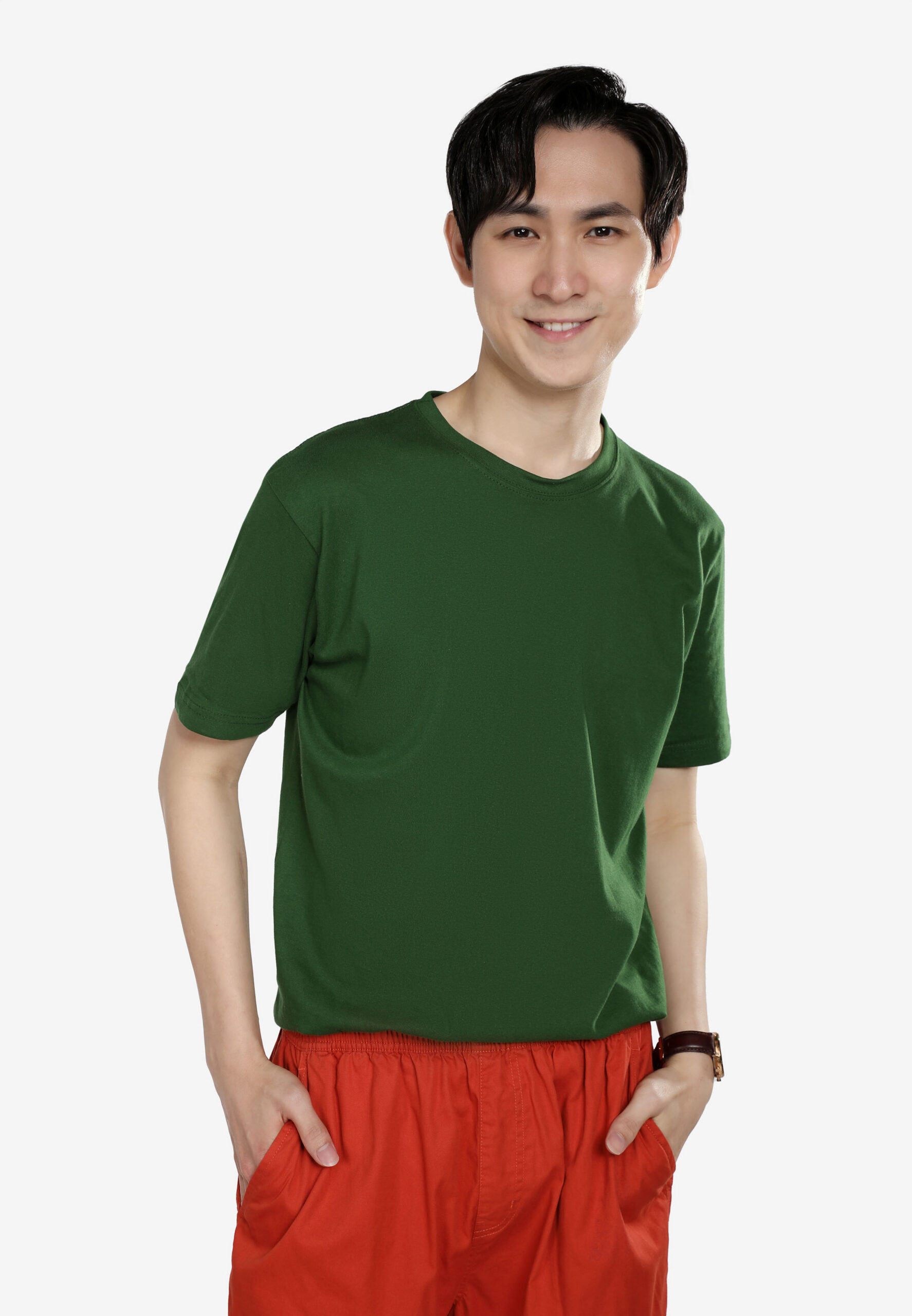 100% Cotton Round Neck (160 grams)- Bottle Green (P-901-44) - Image 6
