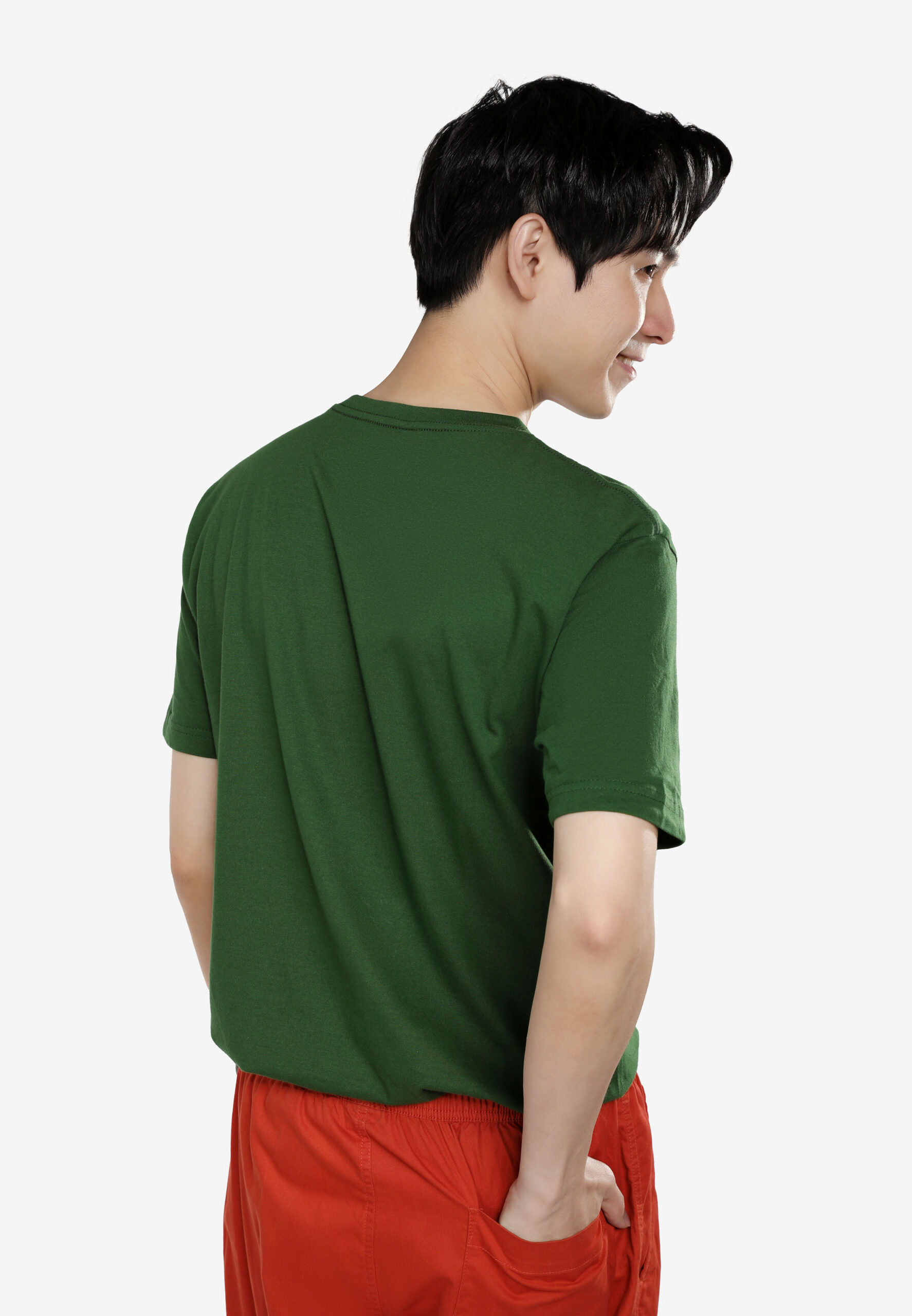 100% Cotton Round Neck (160 grams)- Bottle Green (P-901-44) - Image 8