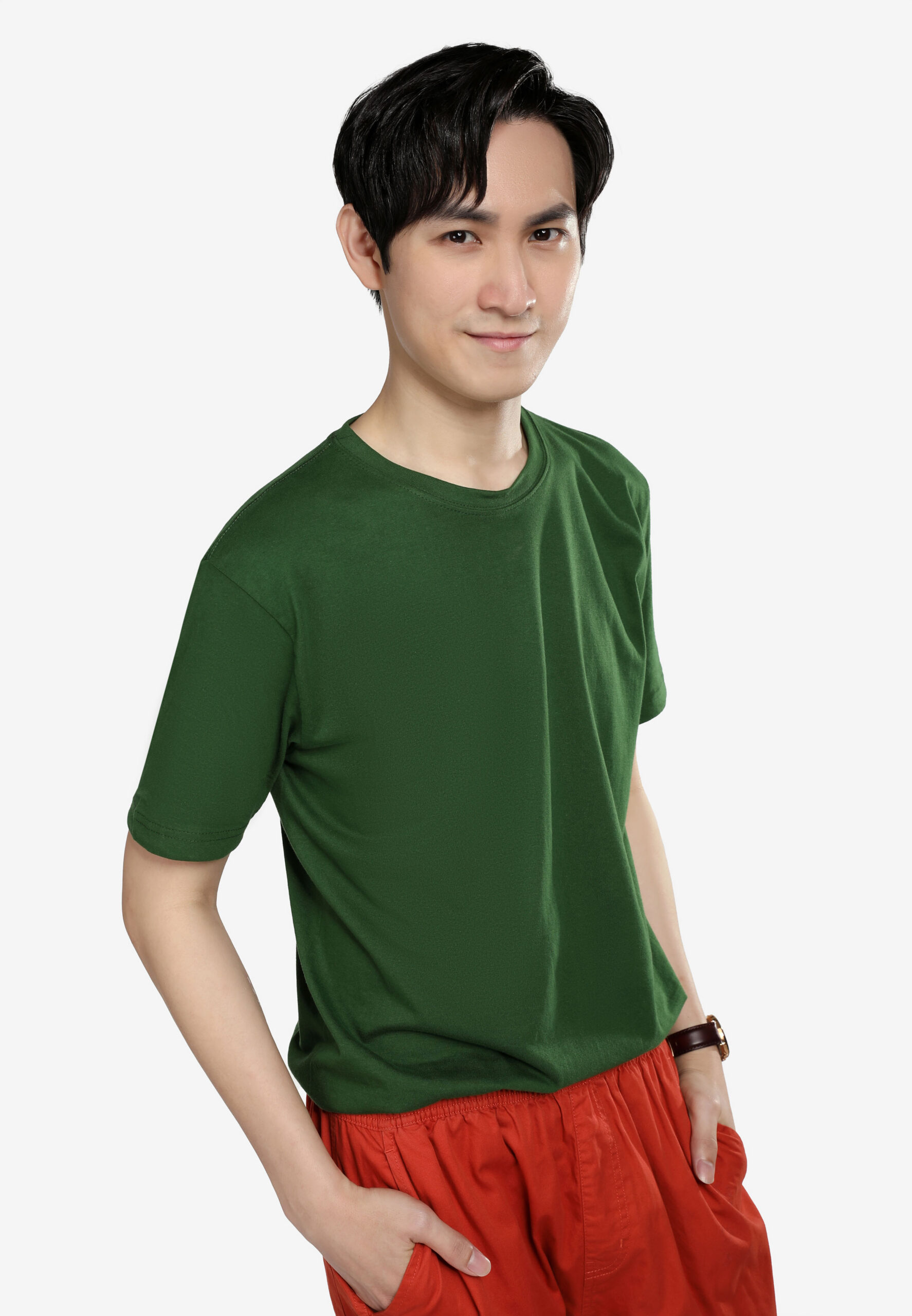 100% Cotton Round Neck (160 grams)- Bottle Green (P-901-44) - Image 9