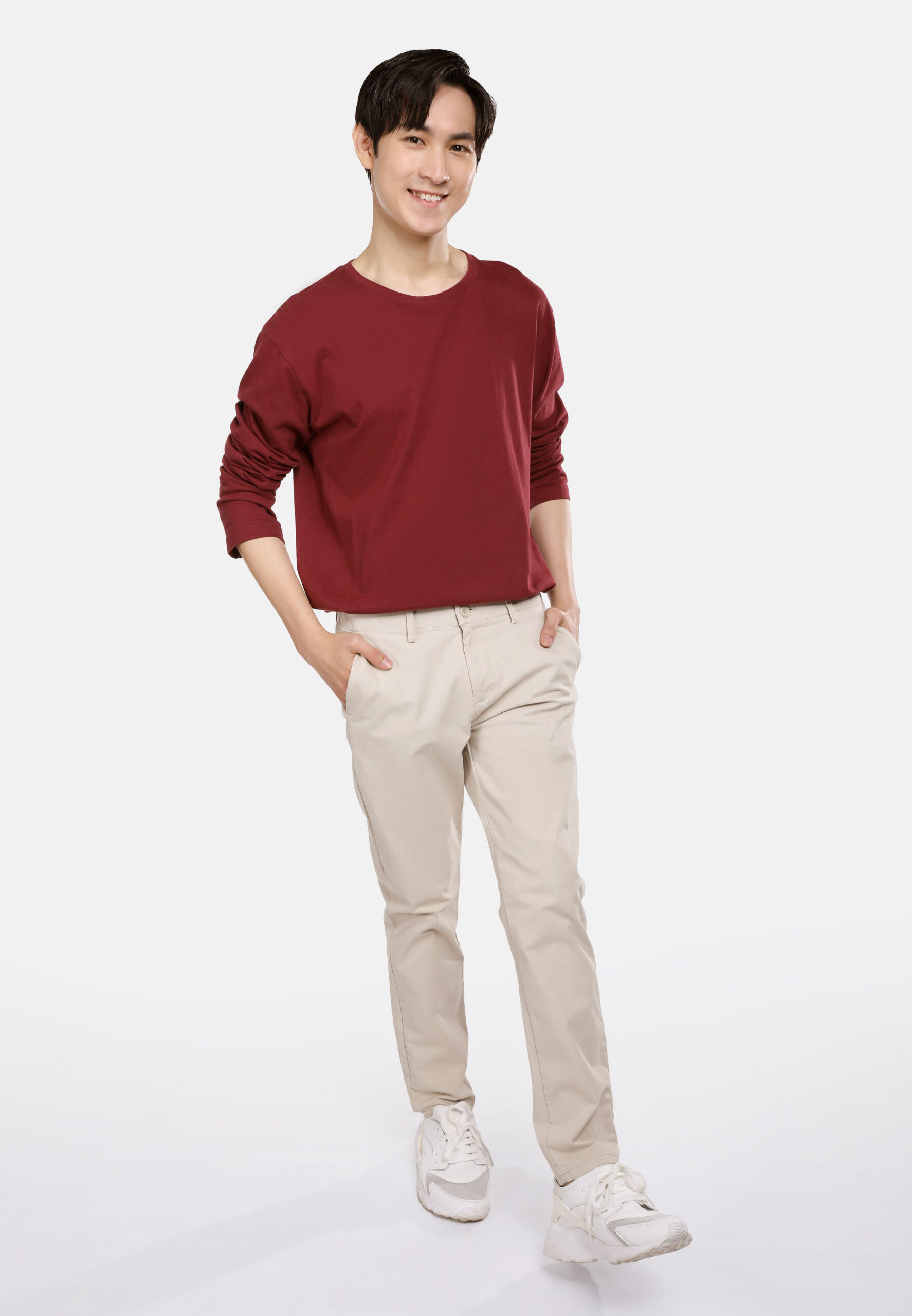 100% Cotton Long Sleeve Round Neck- Burgundy (P-601-35) - Image 6