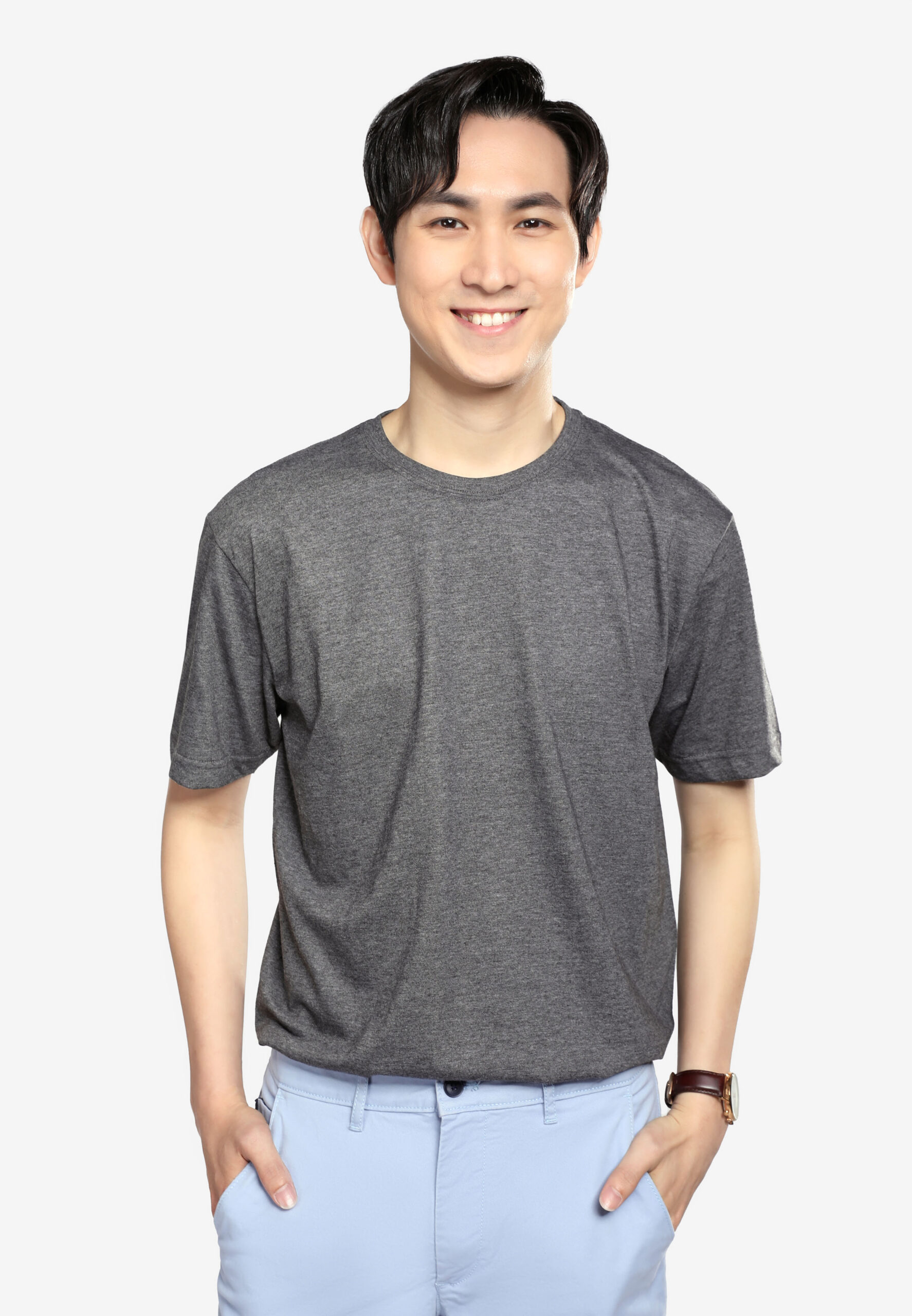 Cotton Round Neck (160 grams)- Dark Melange (P-901-42) - Image 6