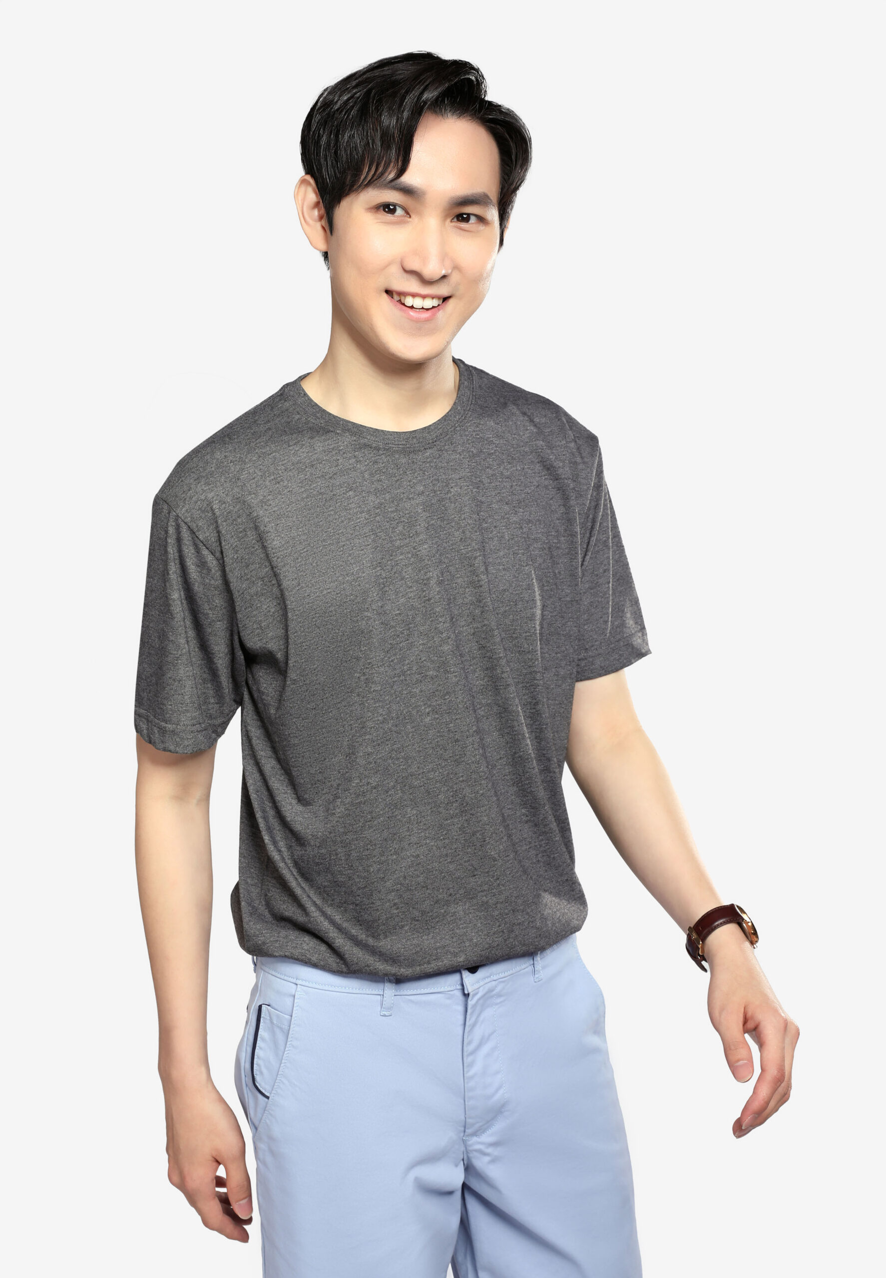 Cotton Round Neck (160 grams)- Dark Melange (P-901-42) - Image 9