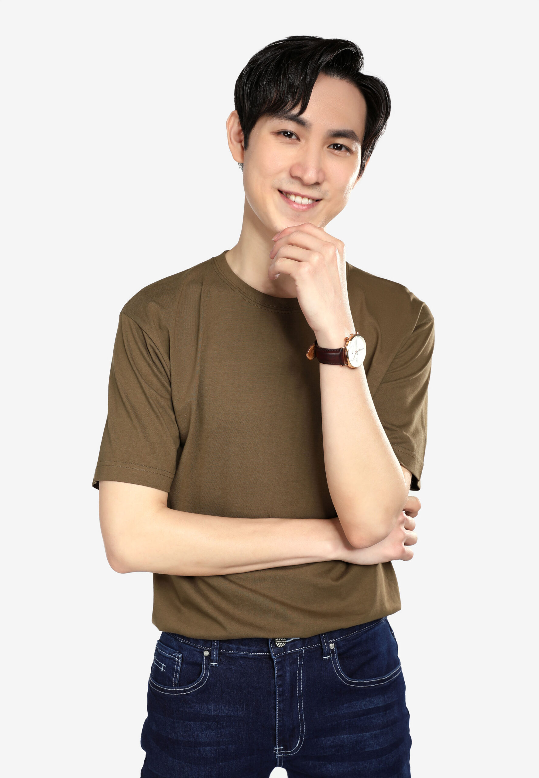 100% Cotton Round Neck (160 grams)- Khaki (P-901-59) - Image 6
