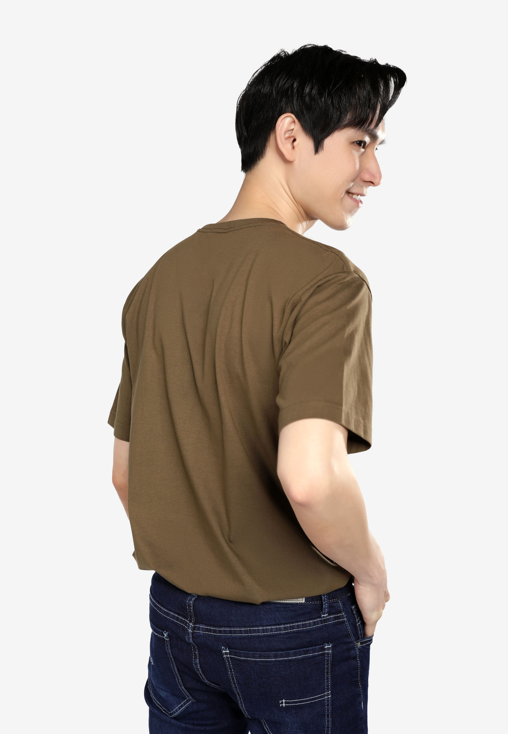 100% Cotton Round Neck (160 grams)- Khaki (P-901-59) - Image 8