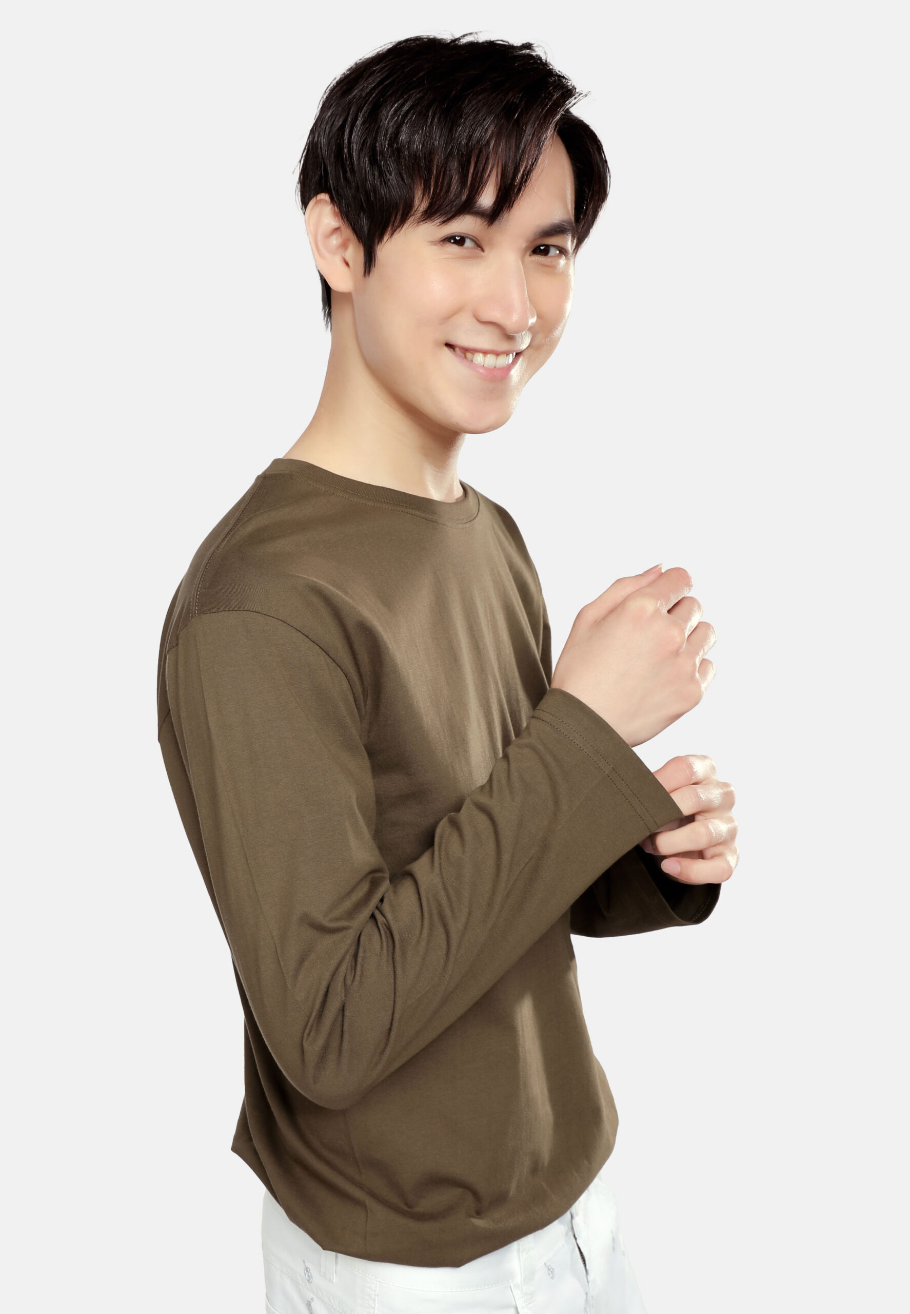 100% Cotton Long Sleeve Round Neck- Khaki (P-601-59) - Image 4