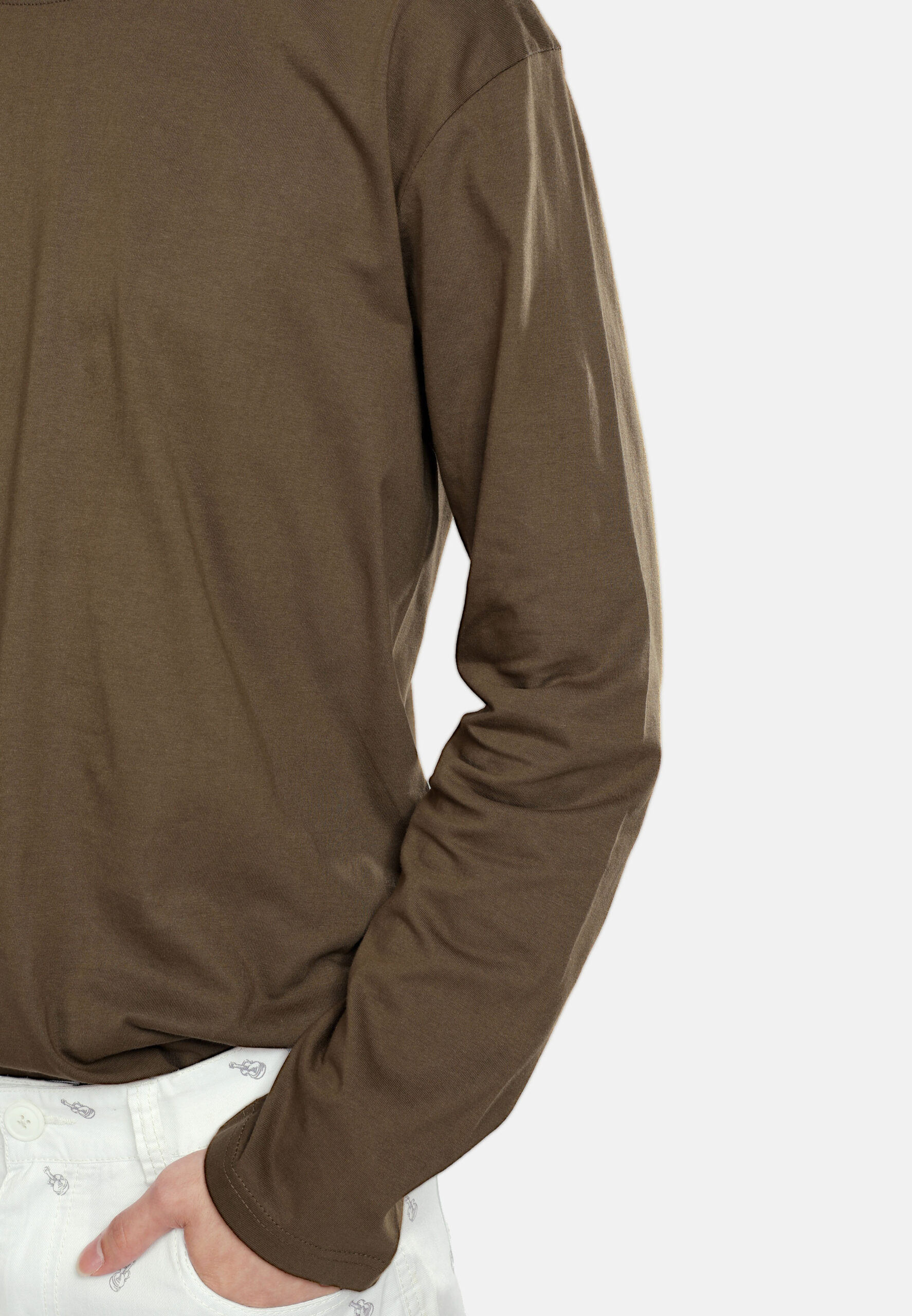 100% Cotton Long Sleeve Round Neck- Khaki (P-601-59) - Image 10
