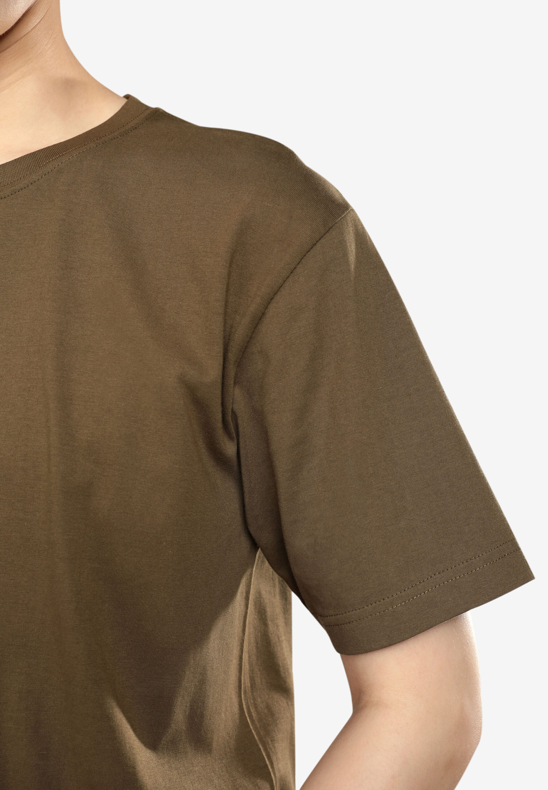 100% Cotton Round Neck (160 grams)- Khaki (P-901-59) - Image 10