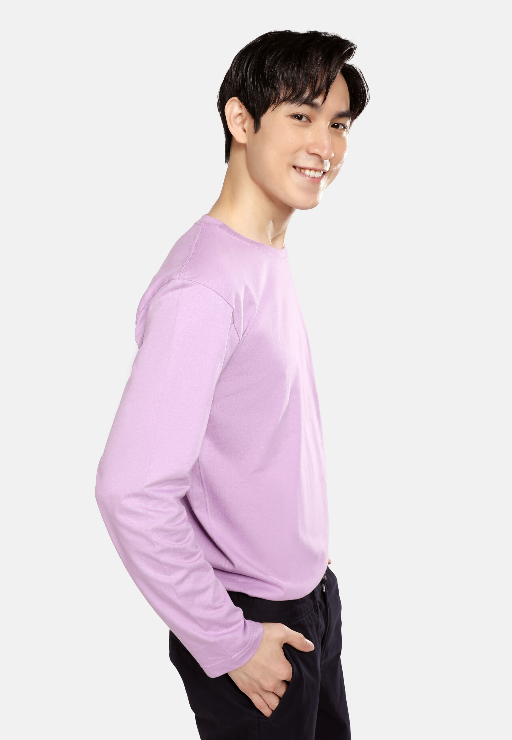 100% Cotton Long Sleeve Round Neck- Lavender (P-601-46) - Image 9