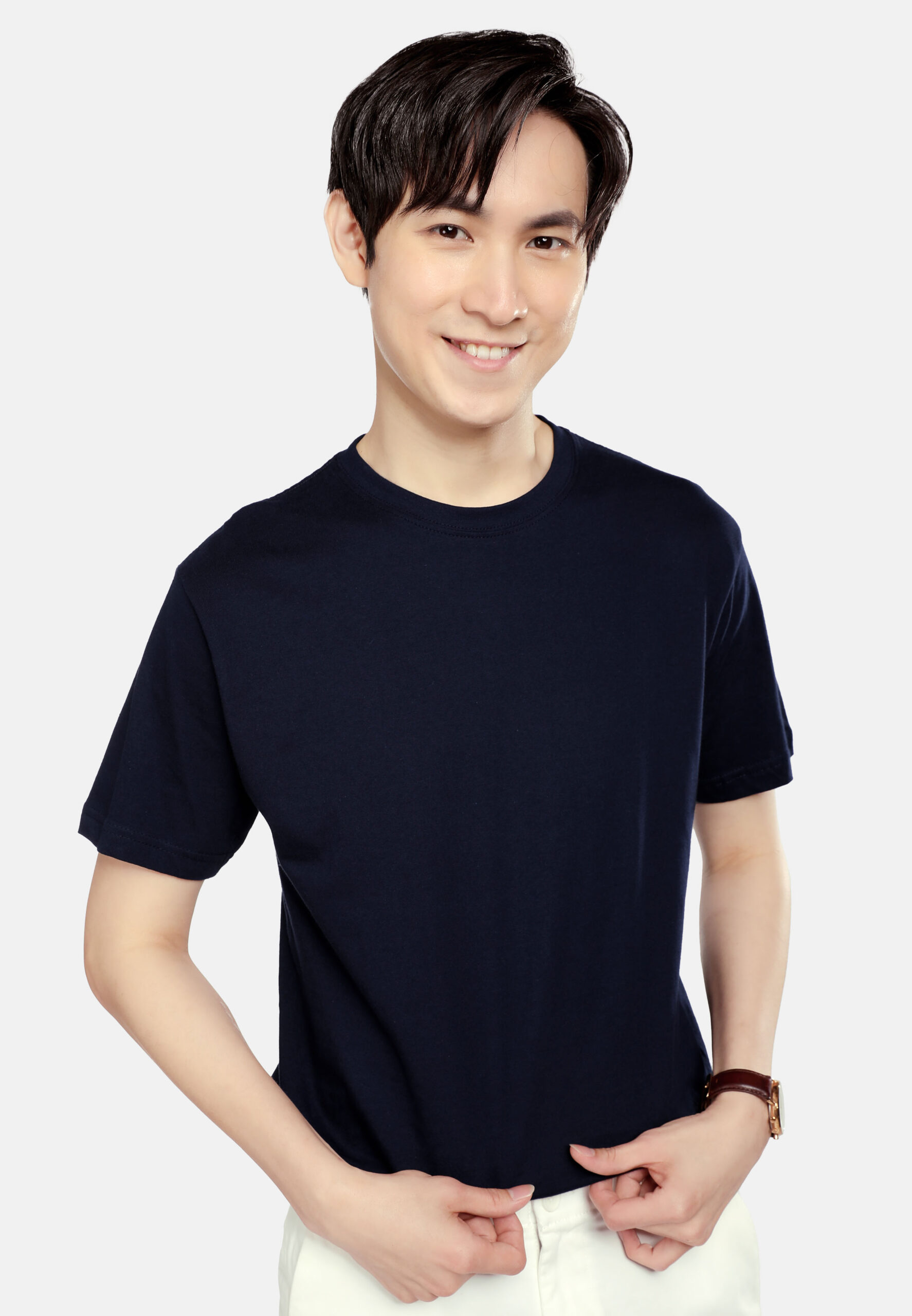 100% Cotton Round Neck (160 grams)- Navy (P-901-08) - Image 5
