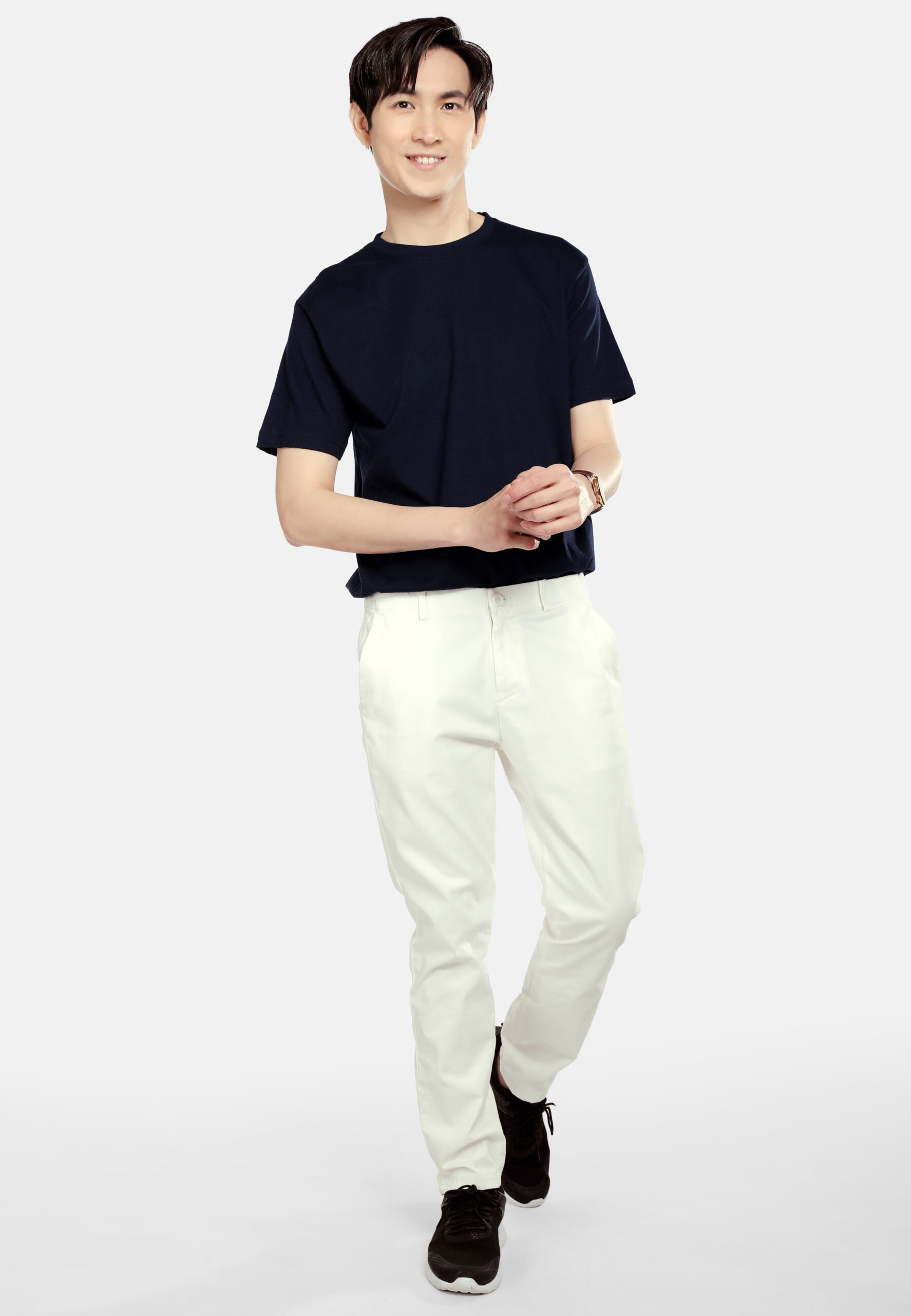 100% Cotton Round Neck (160 grams)- Navy (P-901-08) - Image 6