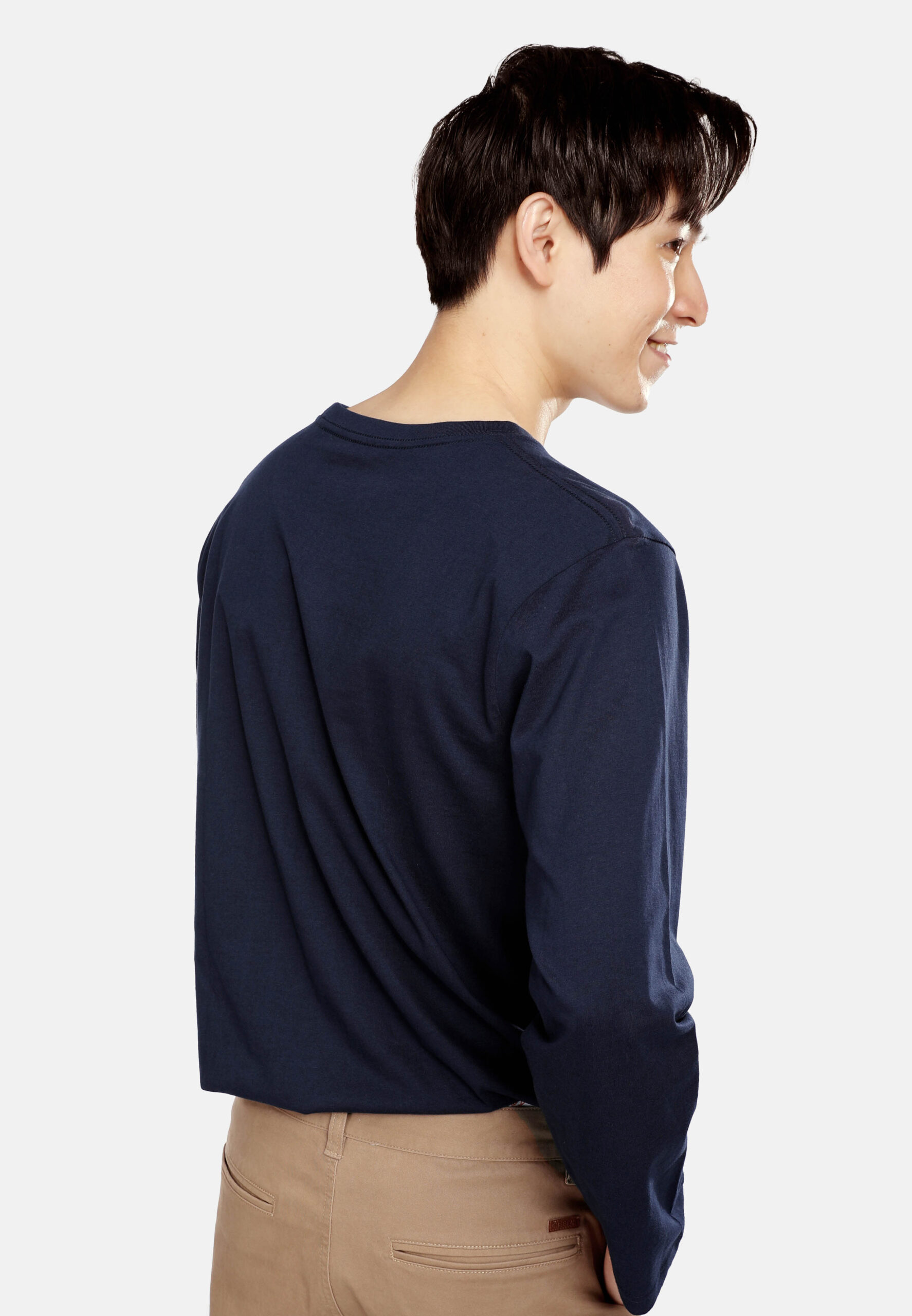 100% Cotton Long Sleeve Round Neck- Navy (P-601-08) - Image 3