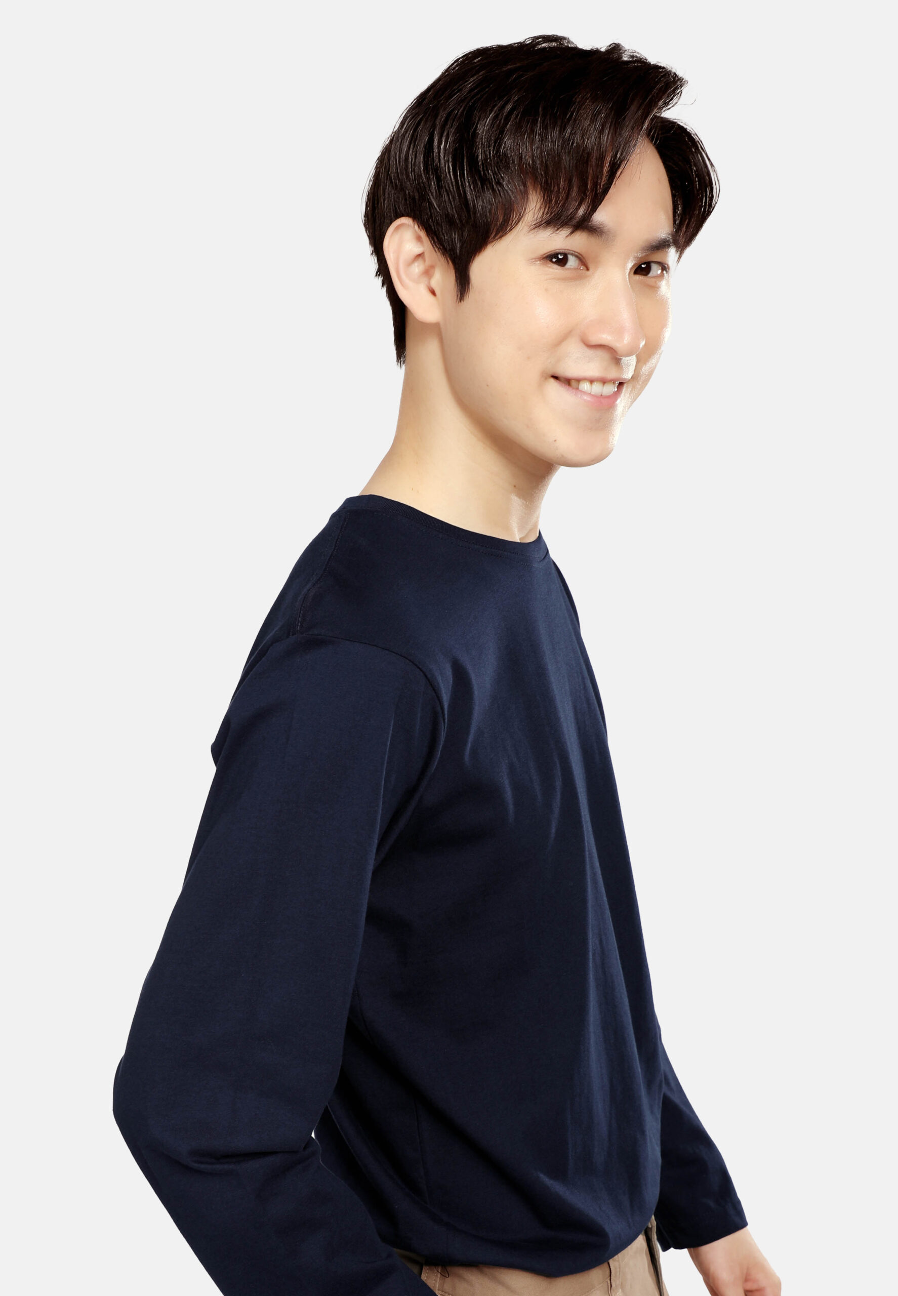 100% Cotton Long Sleeve Round Neck- Navy (P-601-08) - Image 4