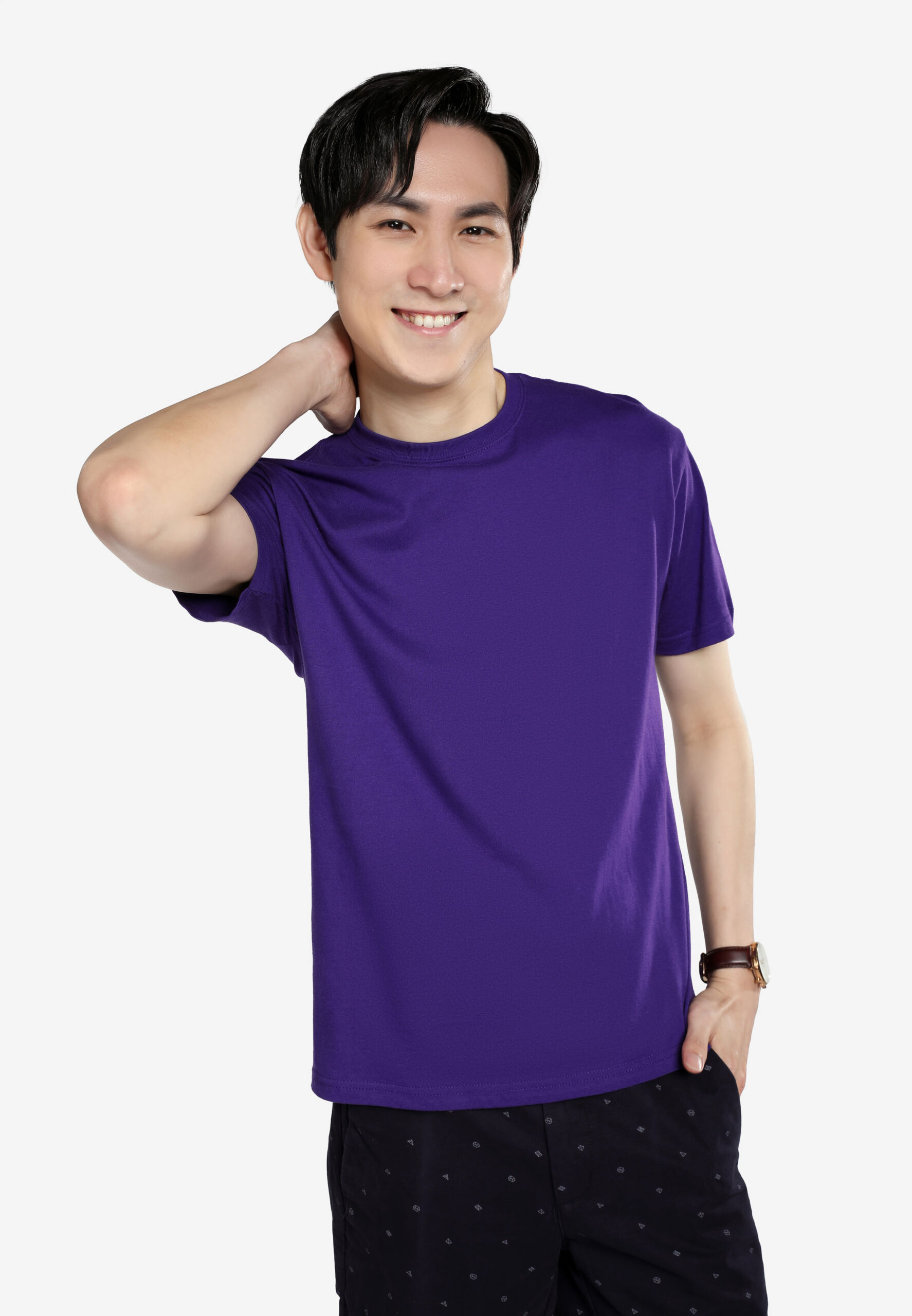 100% Cotton Round Neck (160 grams)- Purple (P-901-29) - Image 6