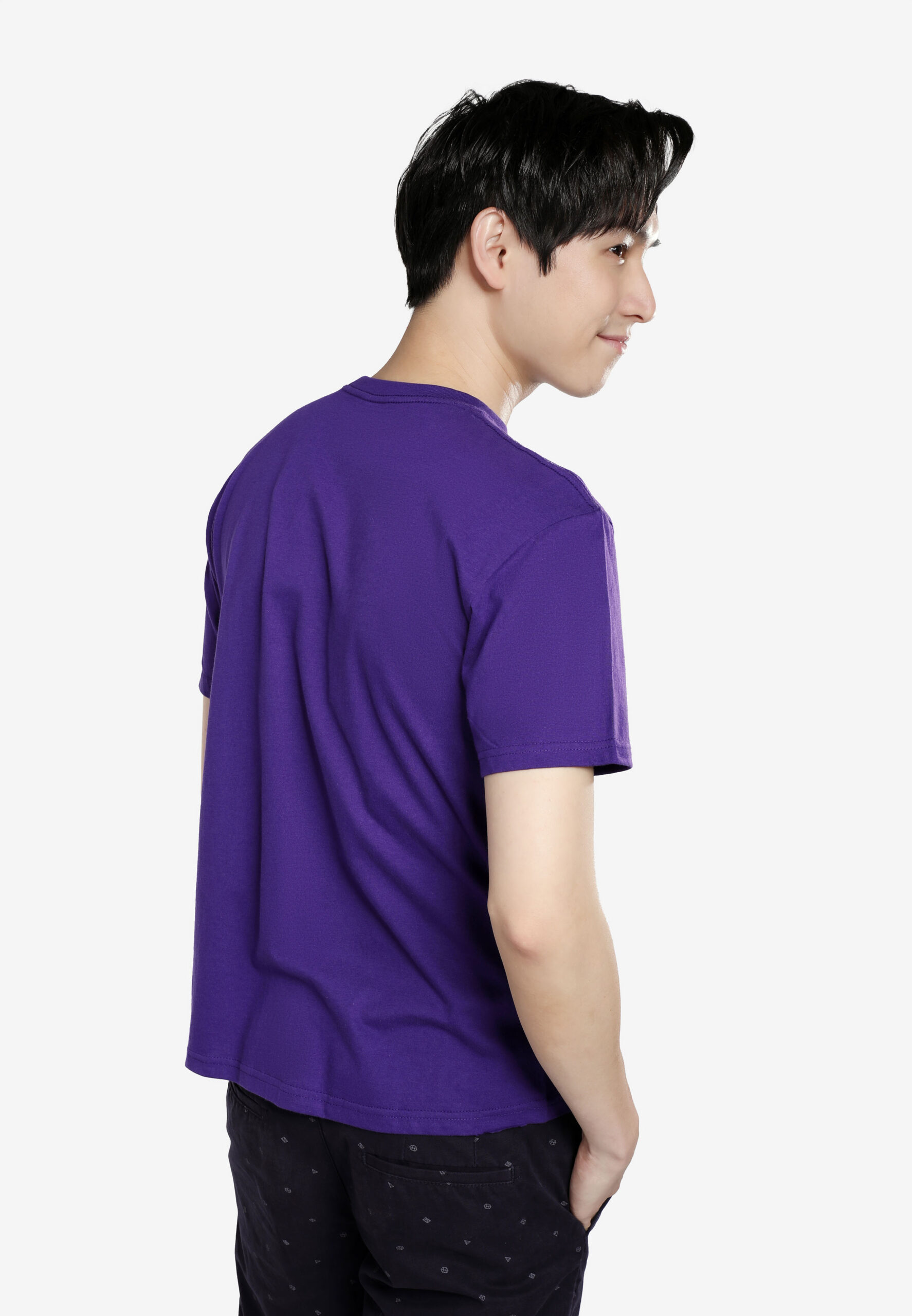 100% Cotton Round Neck (160 grams)- Purple (P-901-29) - Image 8