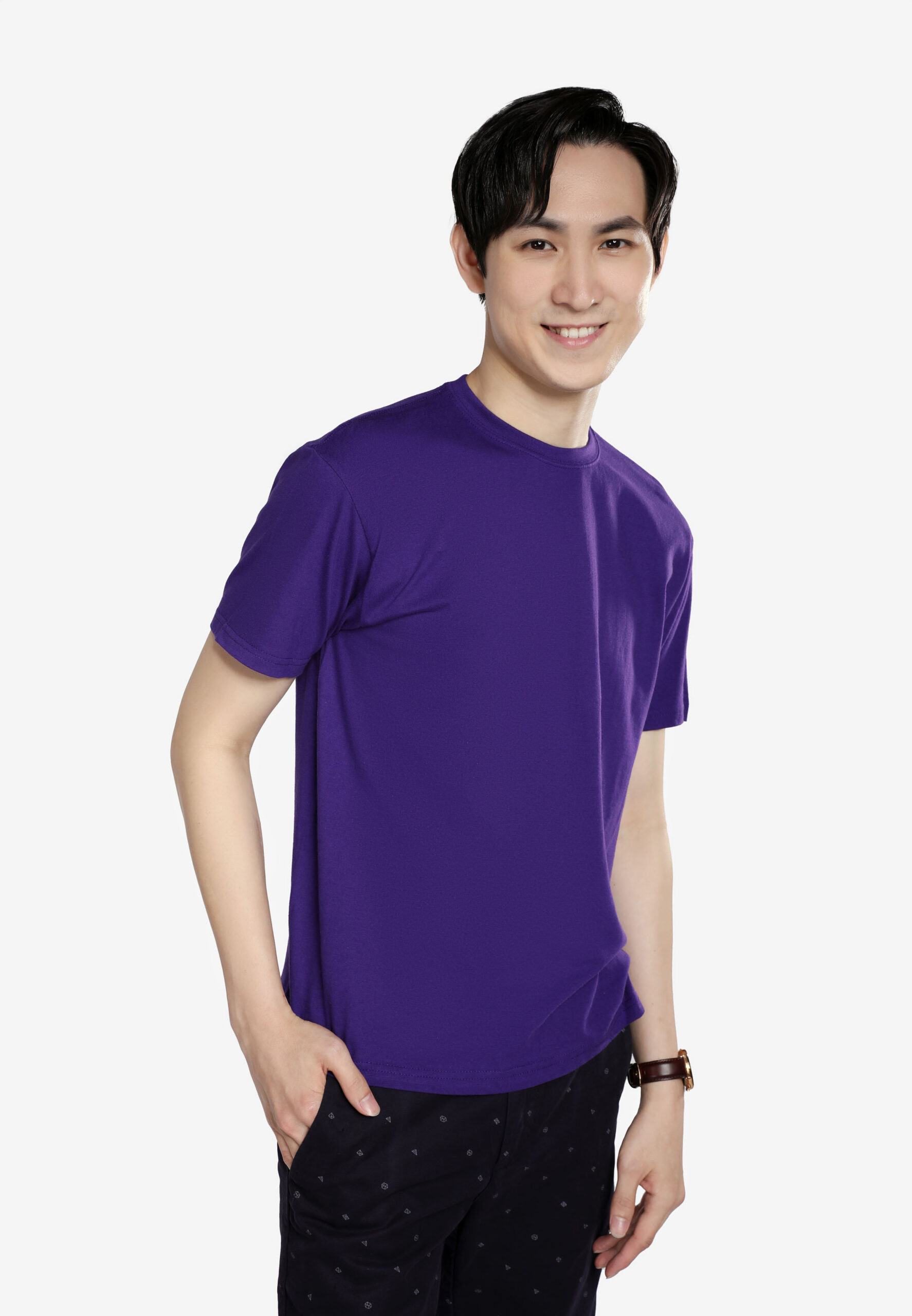 100% Cotton Round Neck (160 grams)- Purple (P-901-29) - Image 9