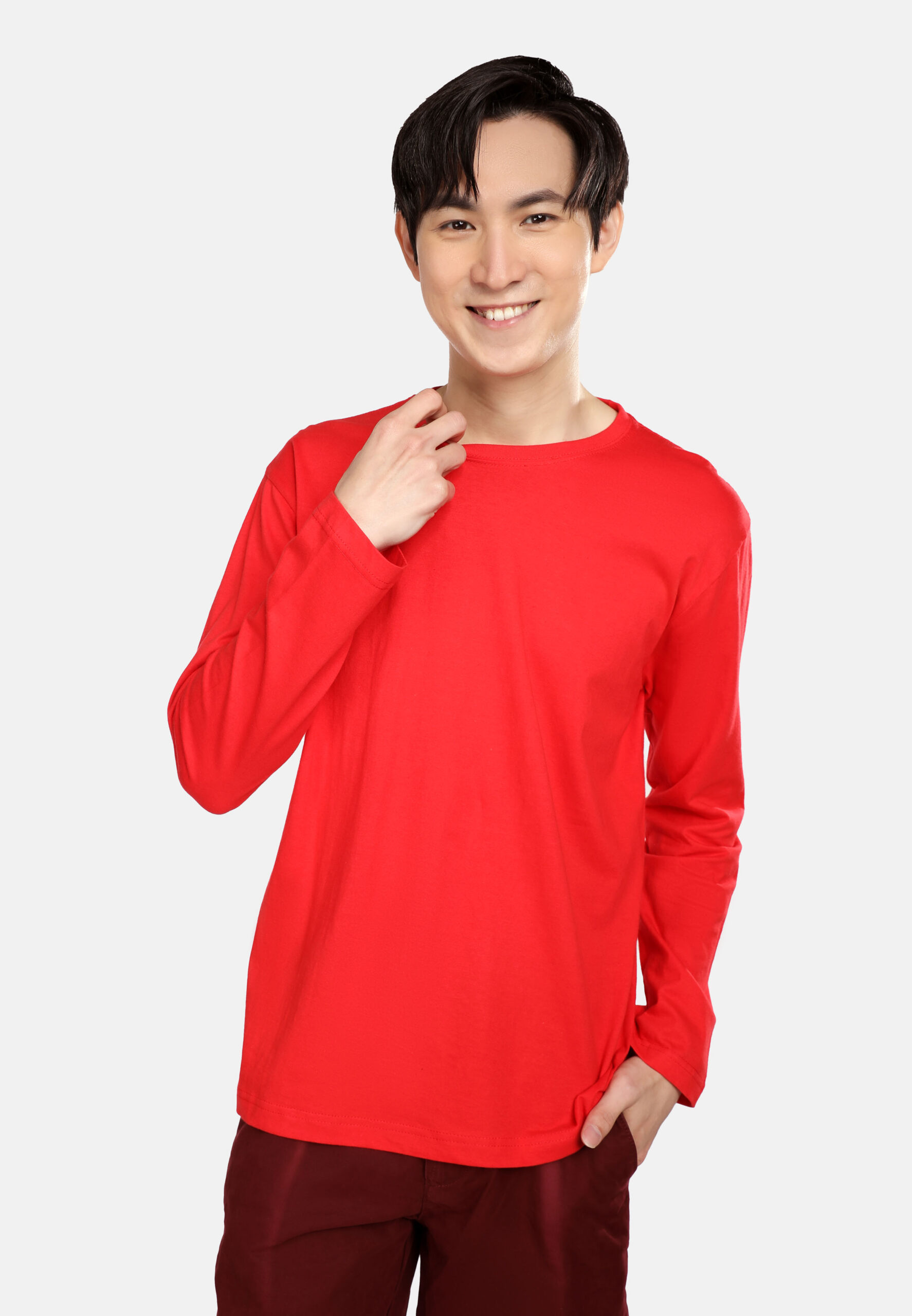 100% Cotton Long Sleeve Round Neck- Red (P-601-06) - Image 6
