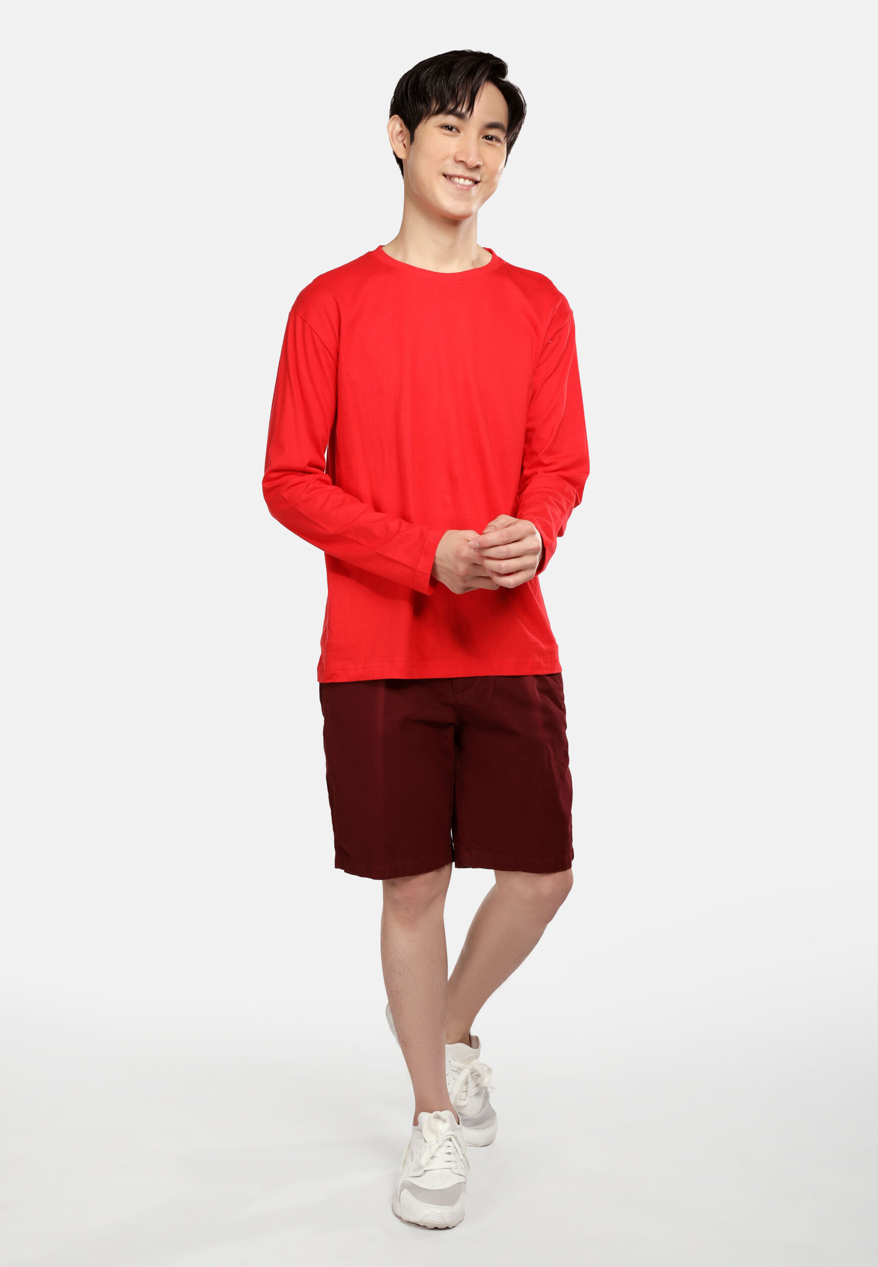 100% Cotton Long Sleeve Round Neck- Red (P-601-06) - Image 7