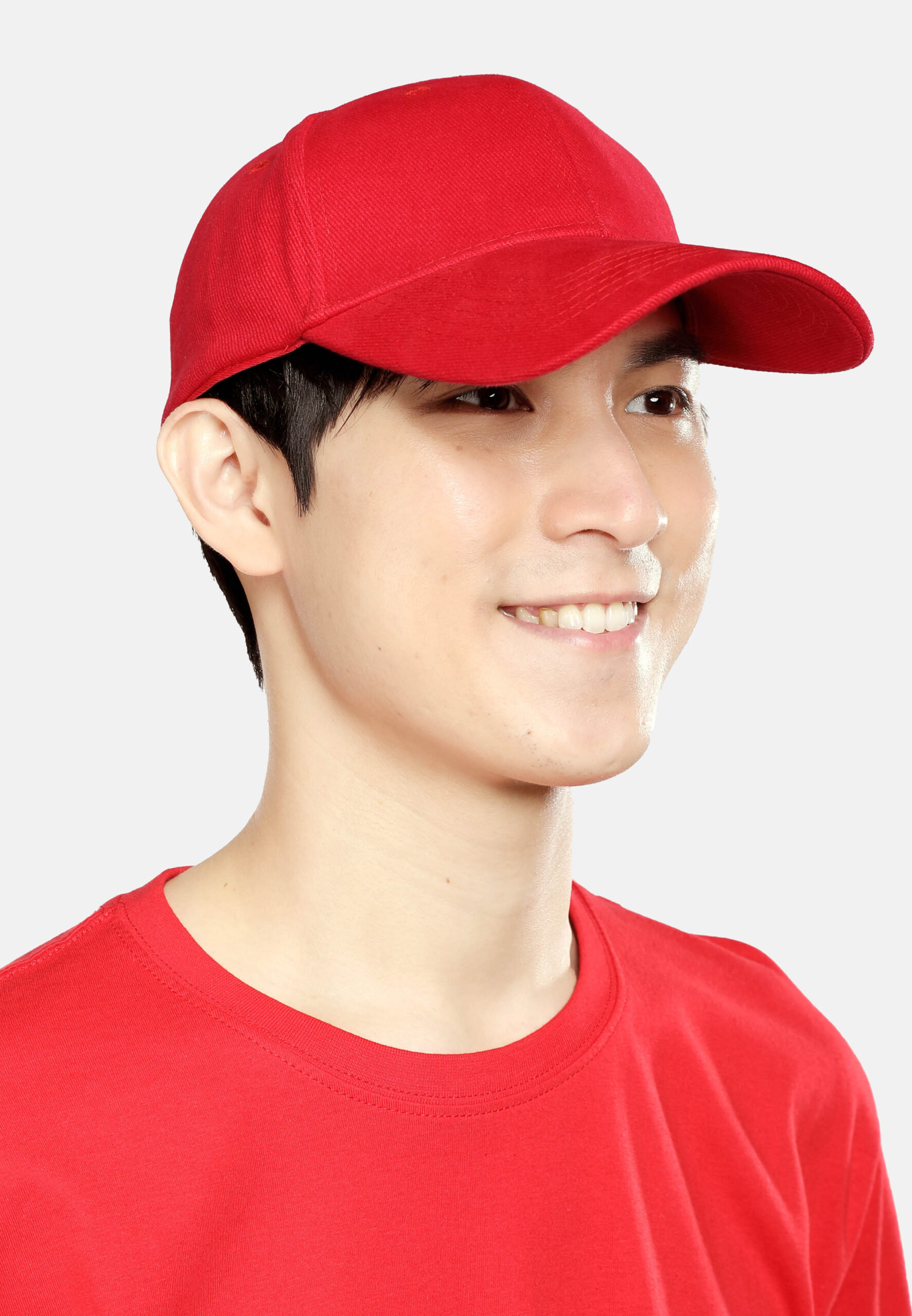6 Panel Baseball Cap Adult Unisex-Red (P-C01-06) - Image 3