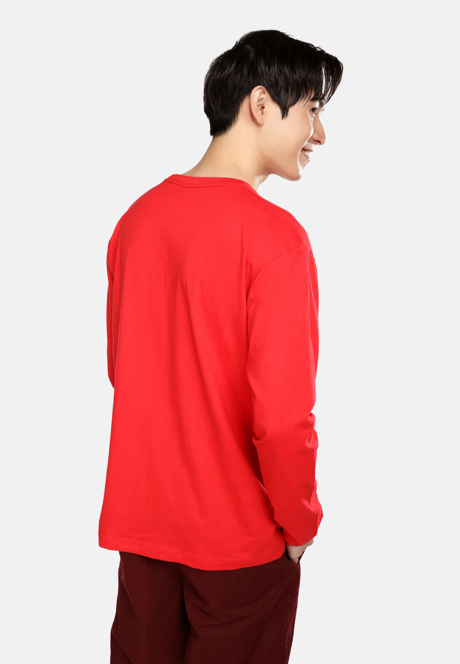 100% Cotton Long Sleeve Round Neck- Red (P-601-06) - Image 8