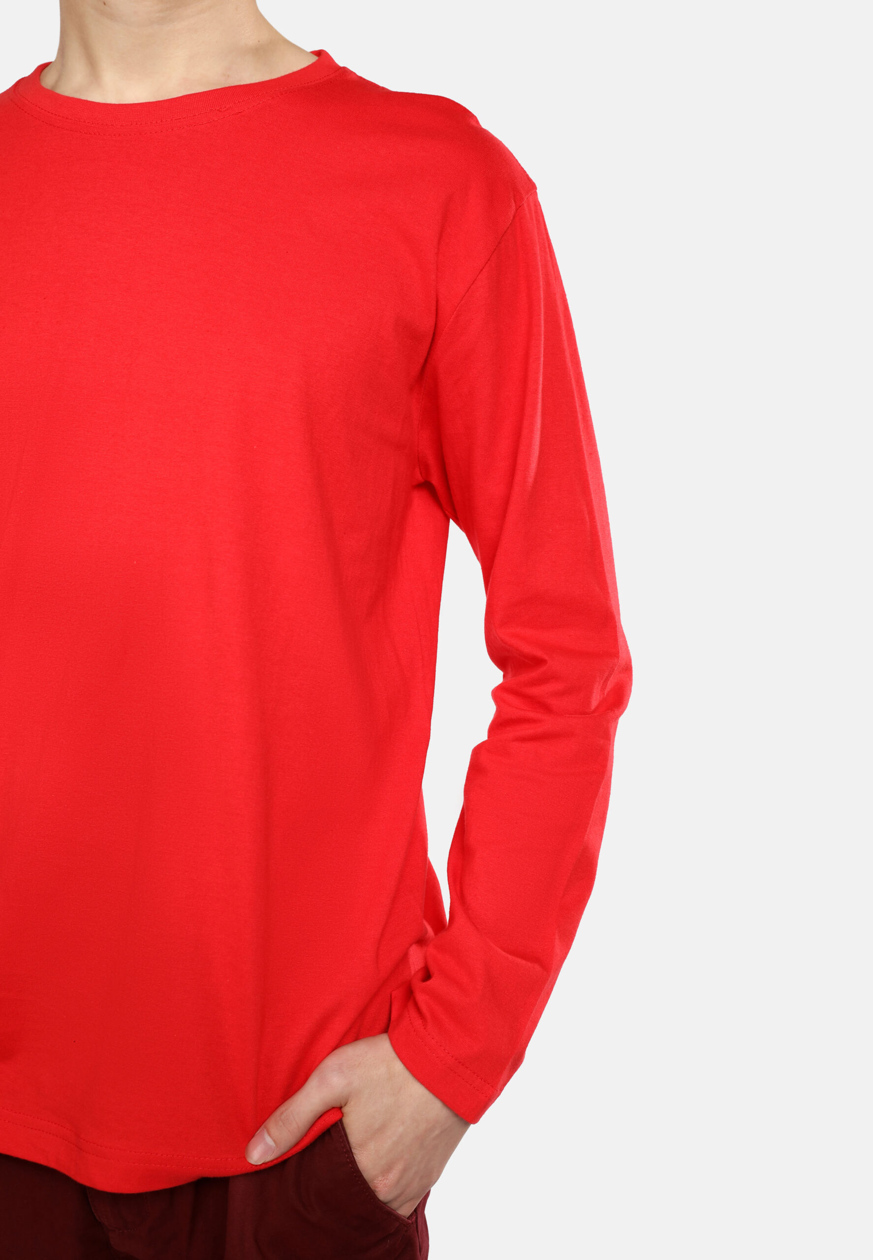 100% Cotton Long Sleeve Round Neck- Red (P-601-06) - Image 10