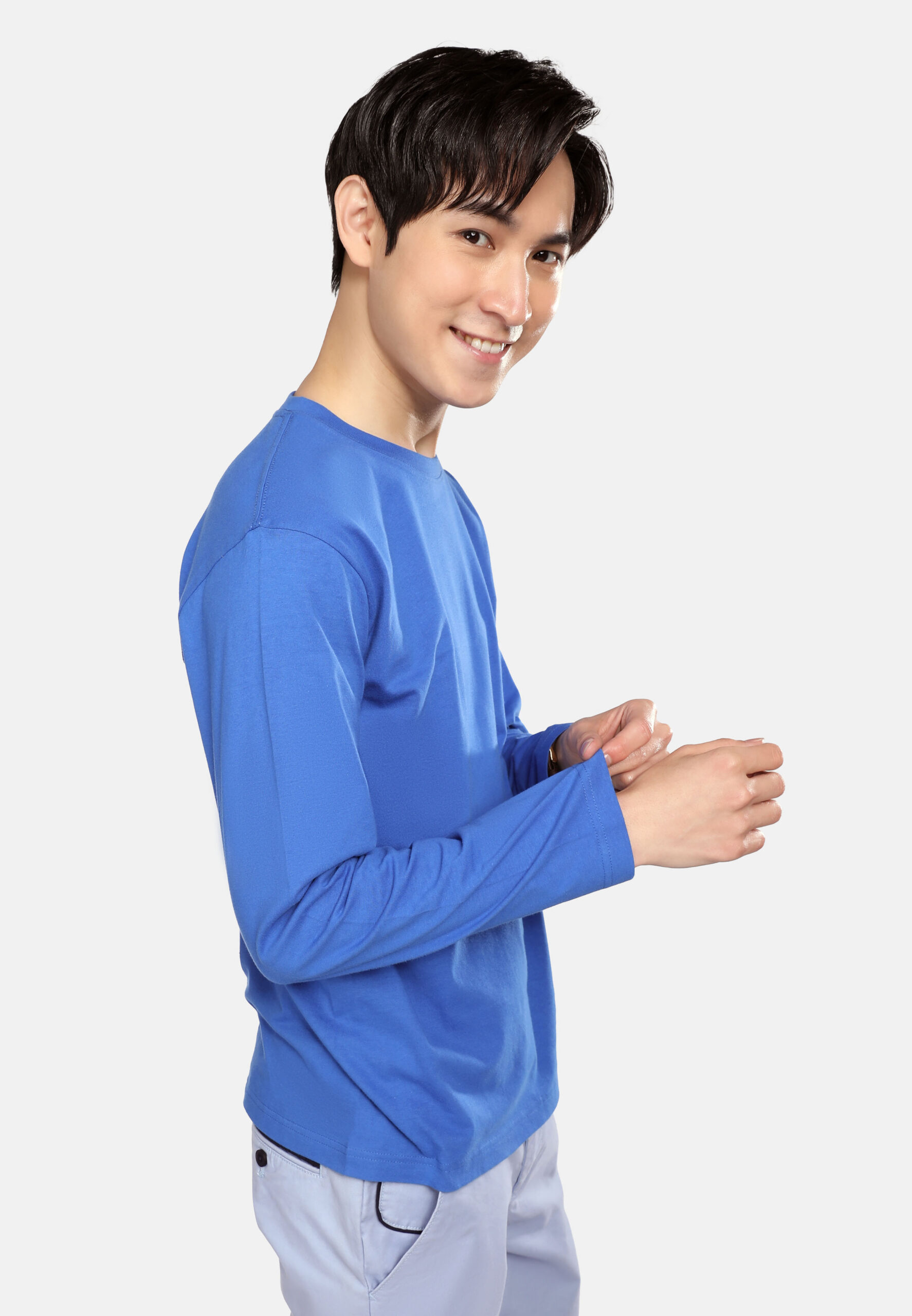 100% Cotton Long Sleeve Round Neck- Royal (P-601-05) - Image 4