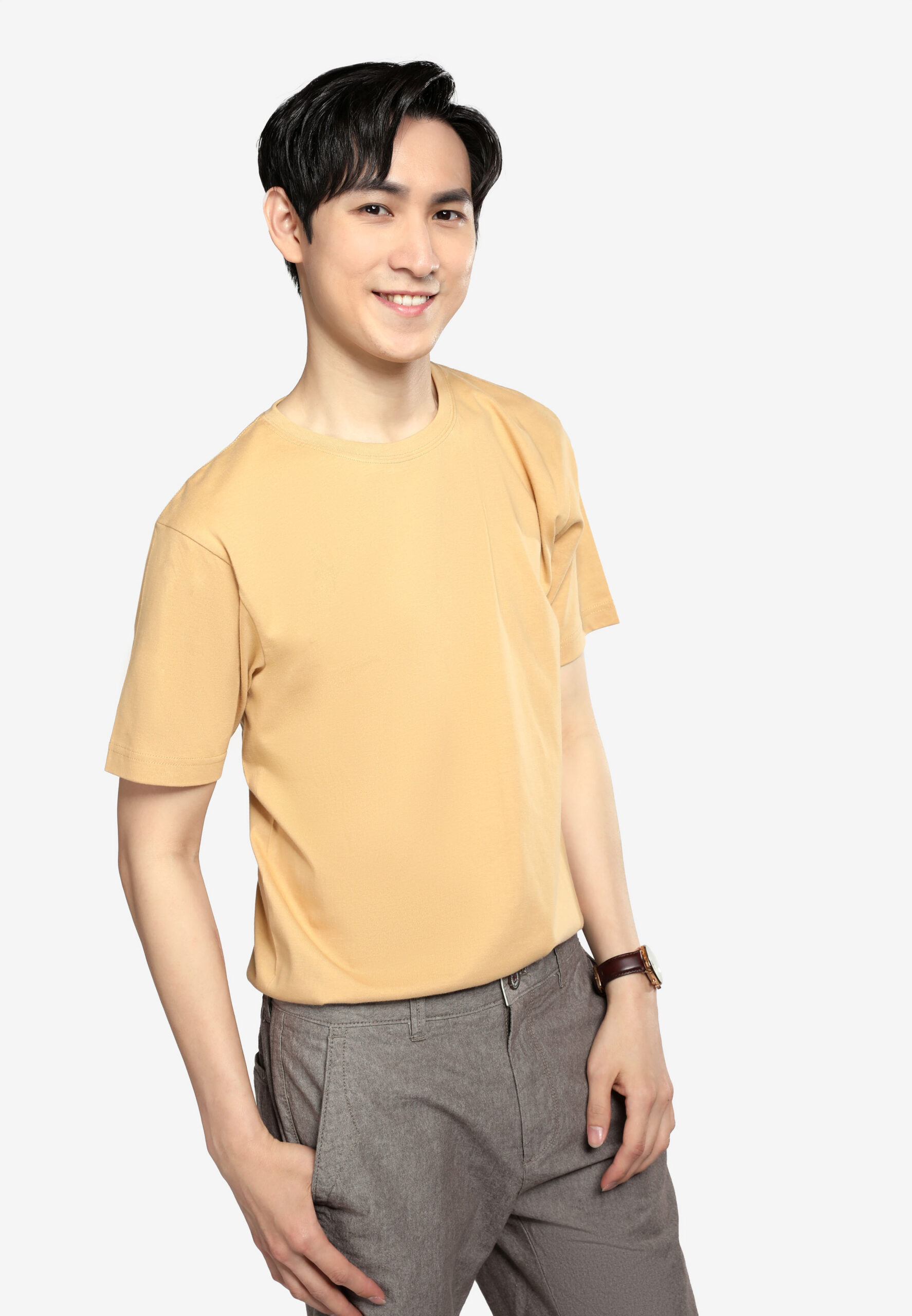 100% Cotton Round Neck (160 grams)- Sand (P-901-36) - Image 4
