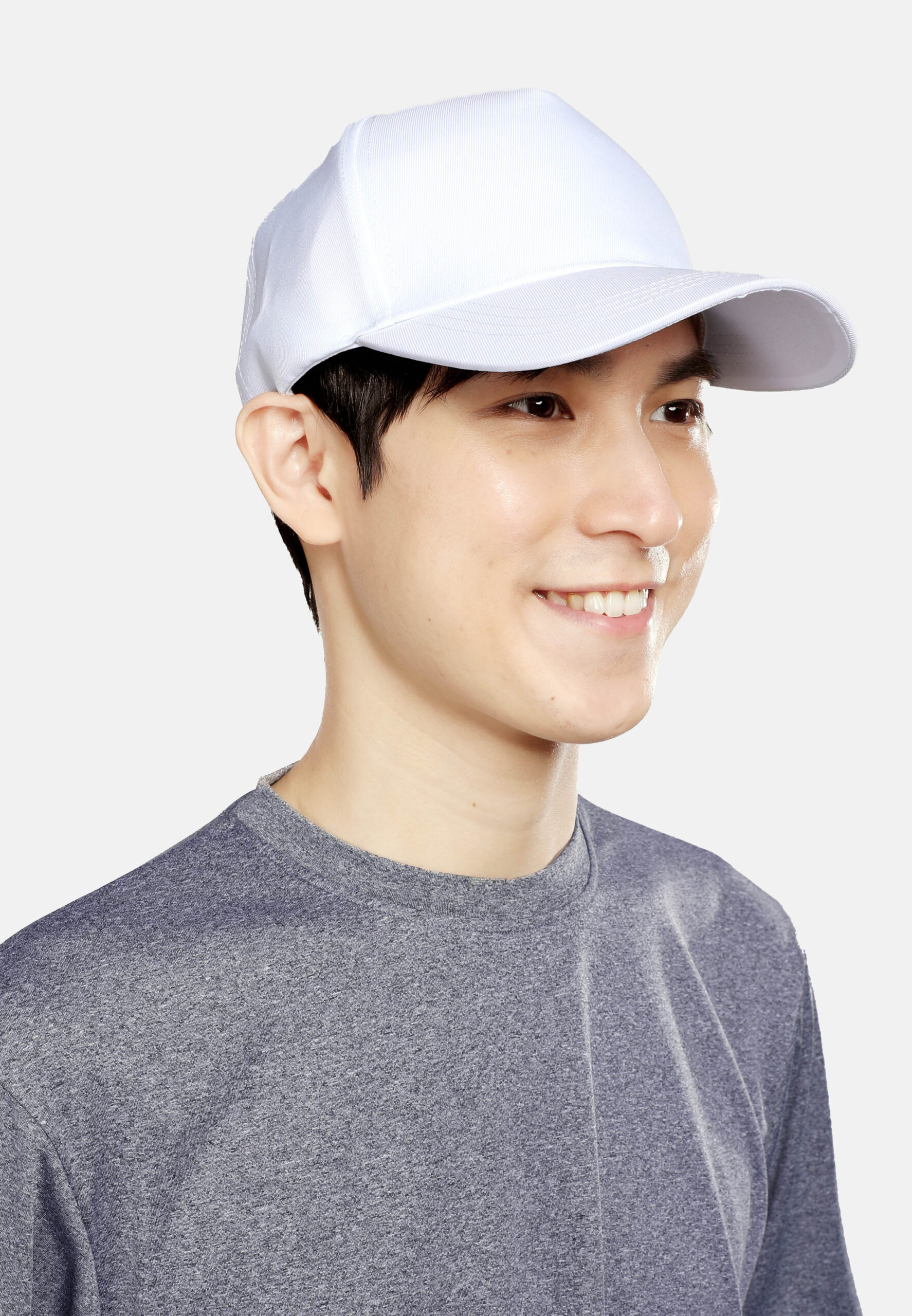 5 Panel Baseball Cap Adult Unisex-White (P-C02-01) - Image 4