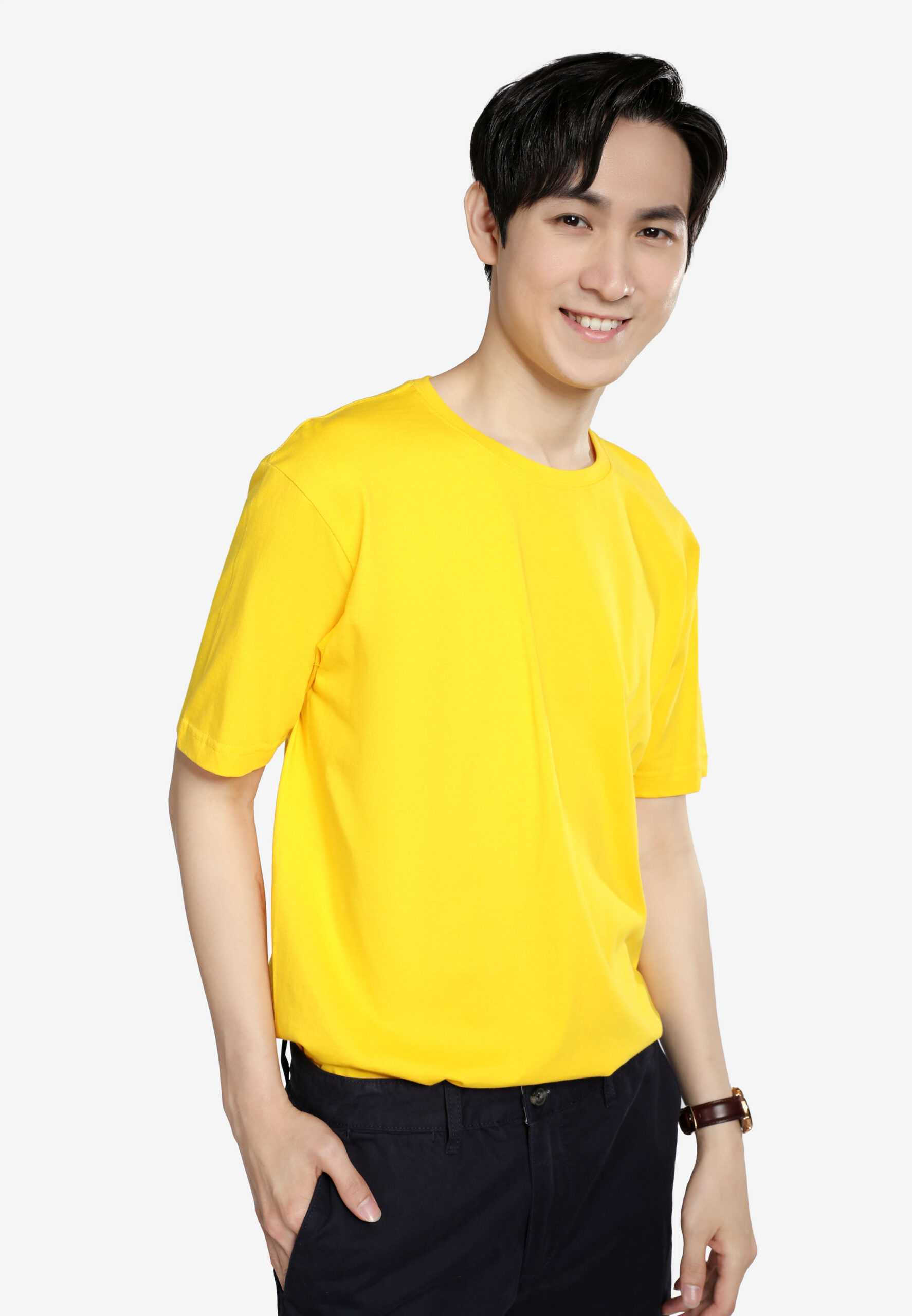 100% Cotton Round Neck (160 grams)- Yellow (P-901-03) - Image 6
