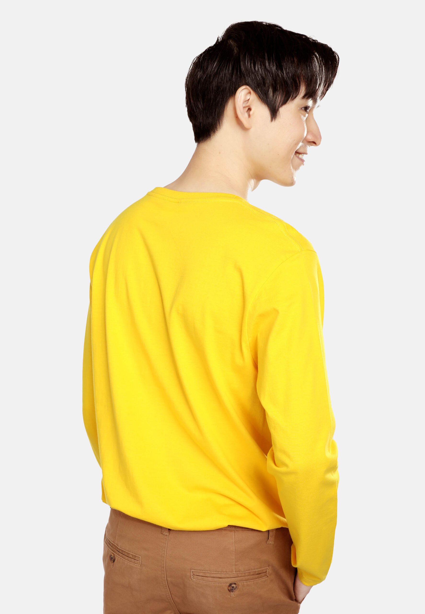 100% Cotton Long Sleeve Round Neck- Yellow (P-601-03) - Image 3