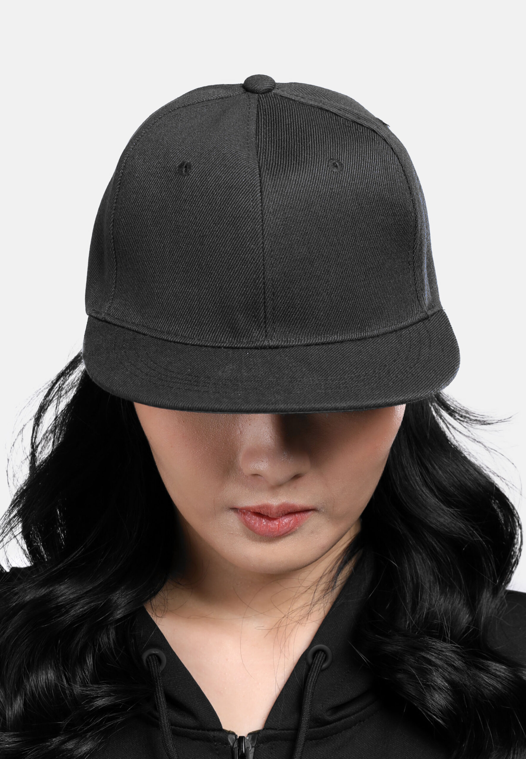 6 Panel Hip Hop Cap 100% Polyester Adult Unisex-Black (P-C03-09) - Image 4