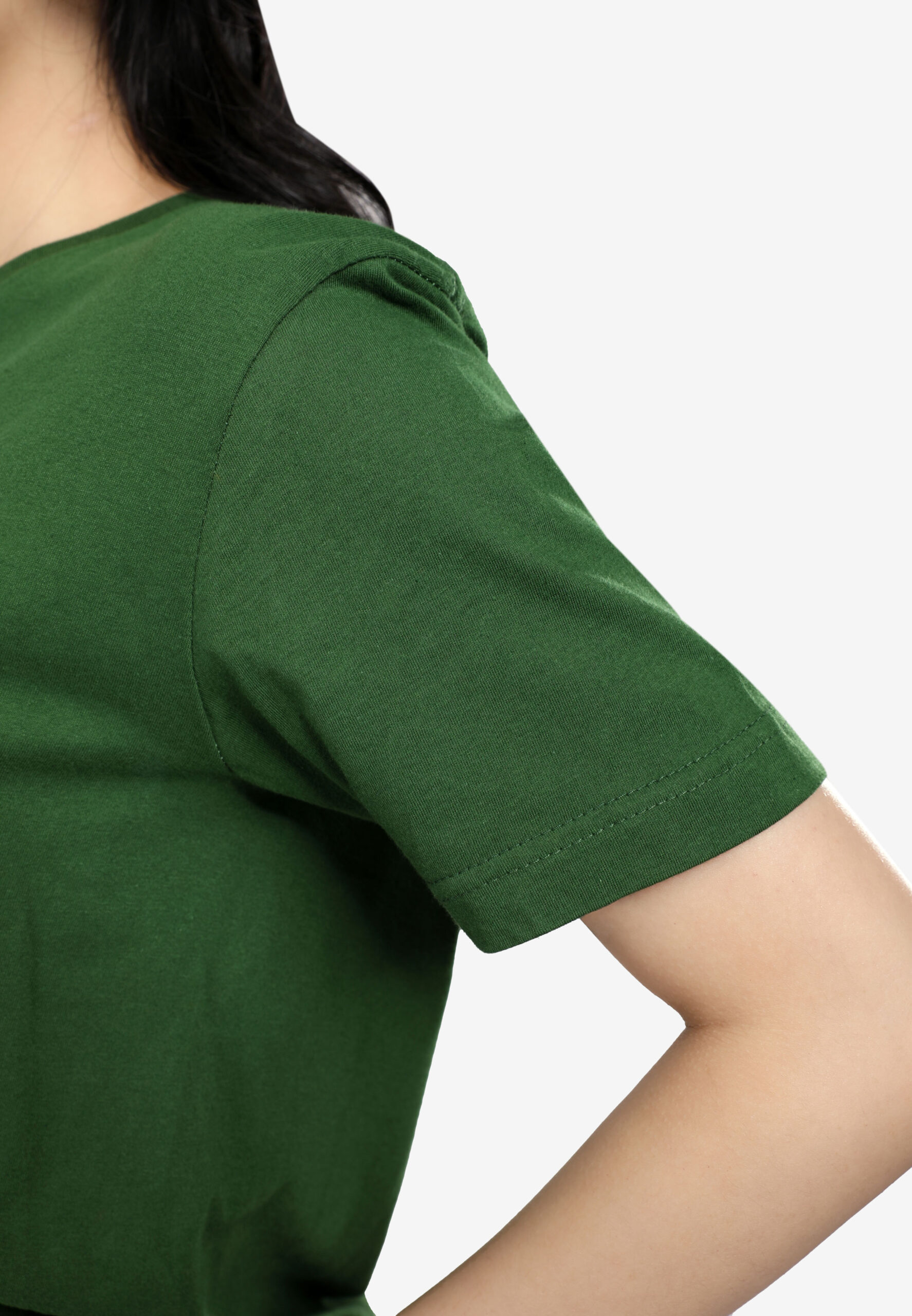 100% Cotton Round Neck (160 grams)- Bottle Green (P-901-44) - Image 5
