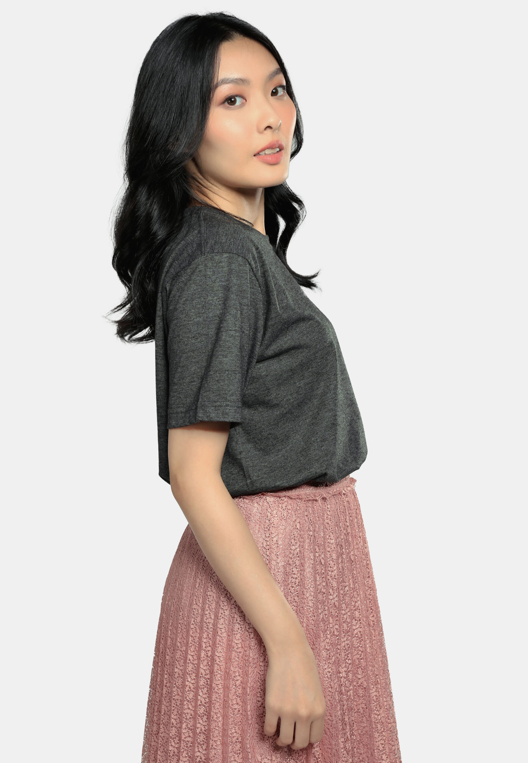 Cotton Round Neck (160 grams)- Dark Melange (P-901-42) - Image 4