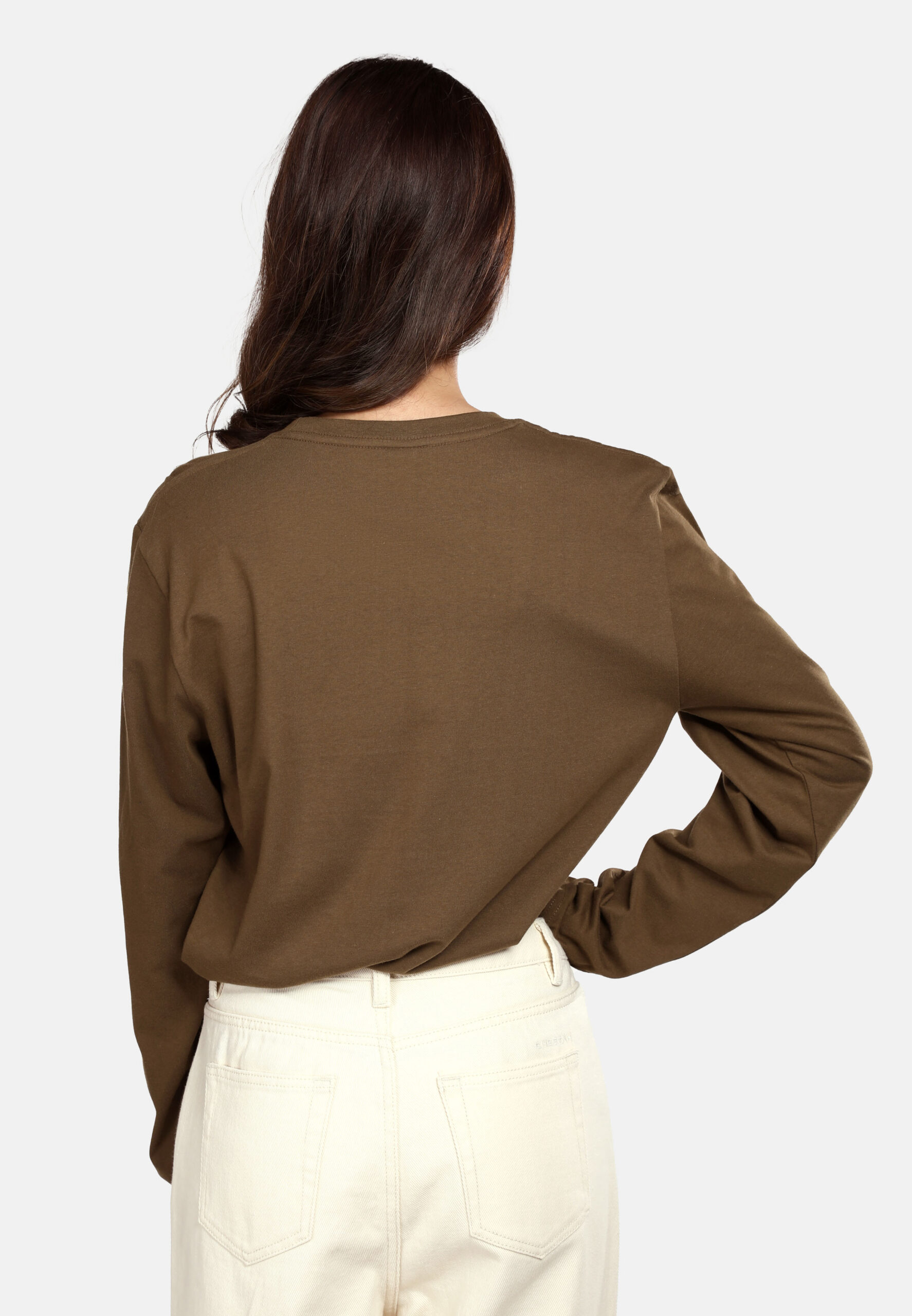 100% Cotton Long Sleeve Round Neck- Khaki (P-601-59) - Image 7