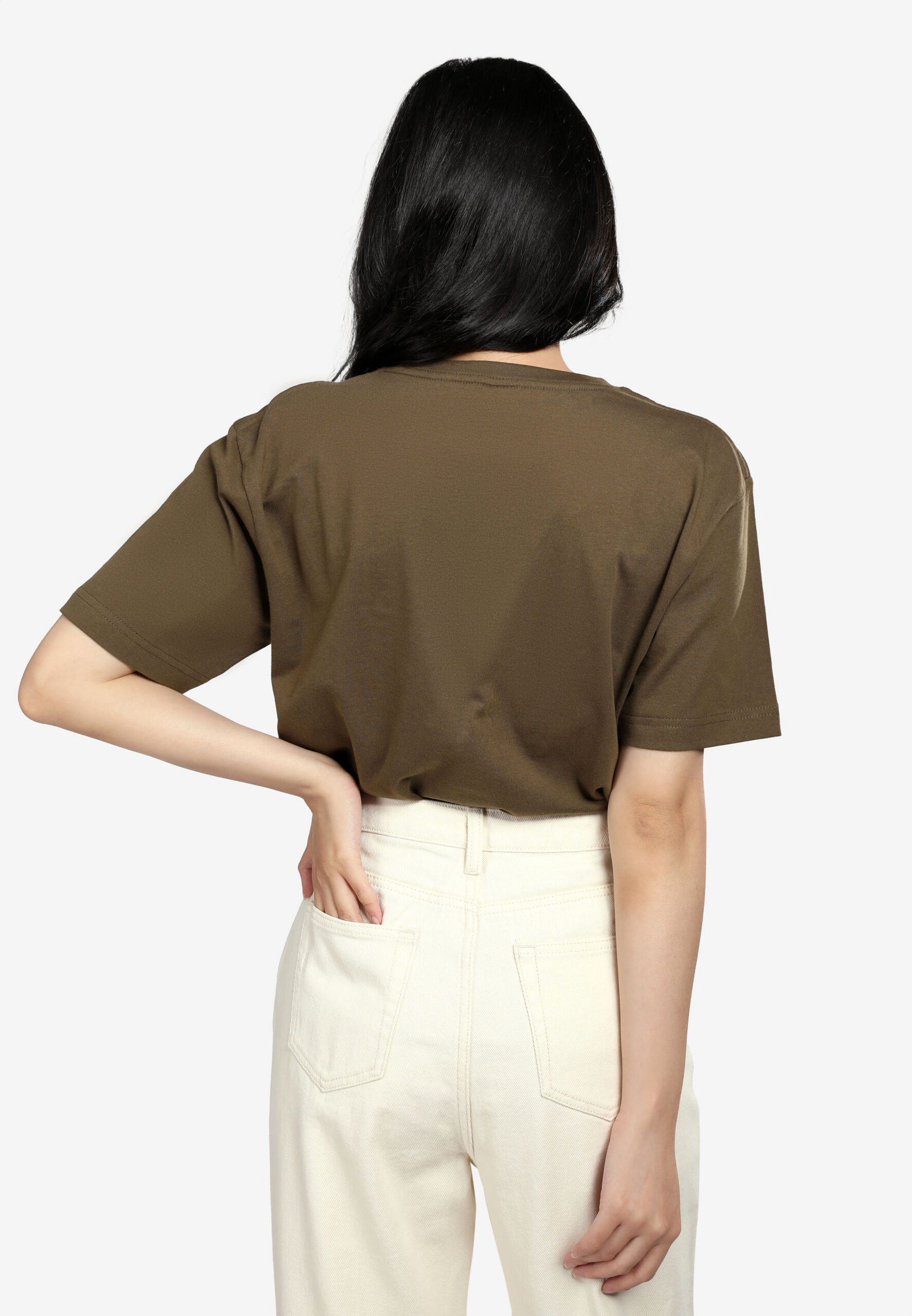 100% Cotton Round Neck (160 grams)- Khaki (P-901-59) - Image 3