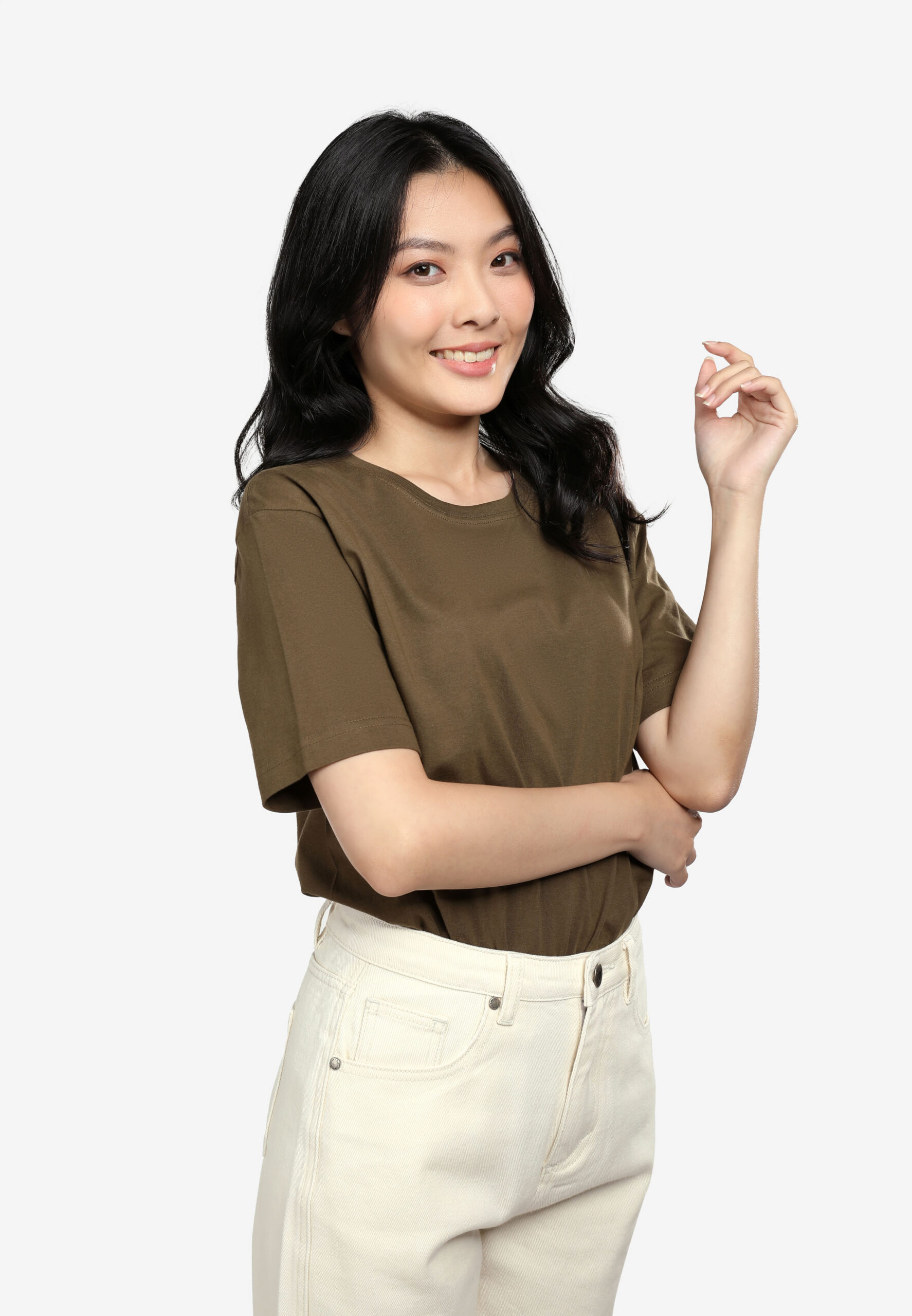 100% Cotton Round Neck (160 grams)- Khaki (P-901-59) - Image 4