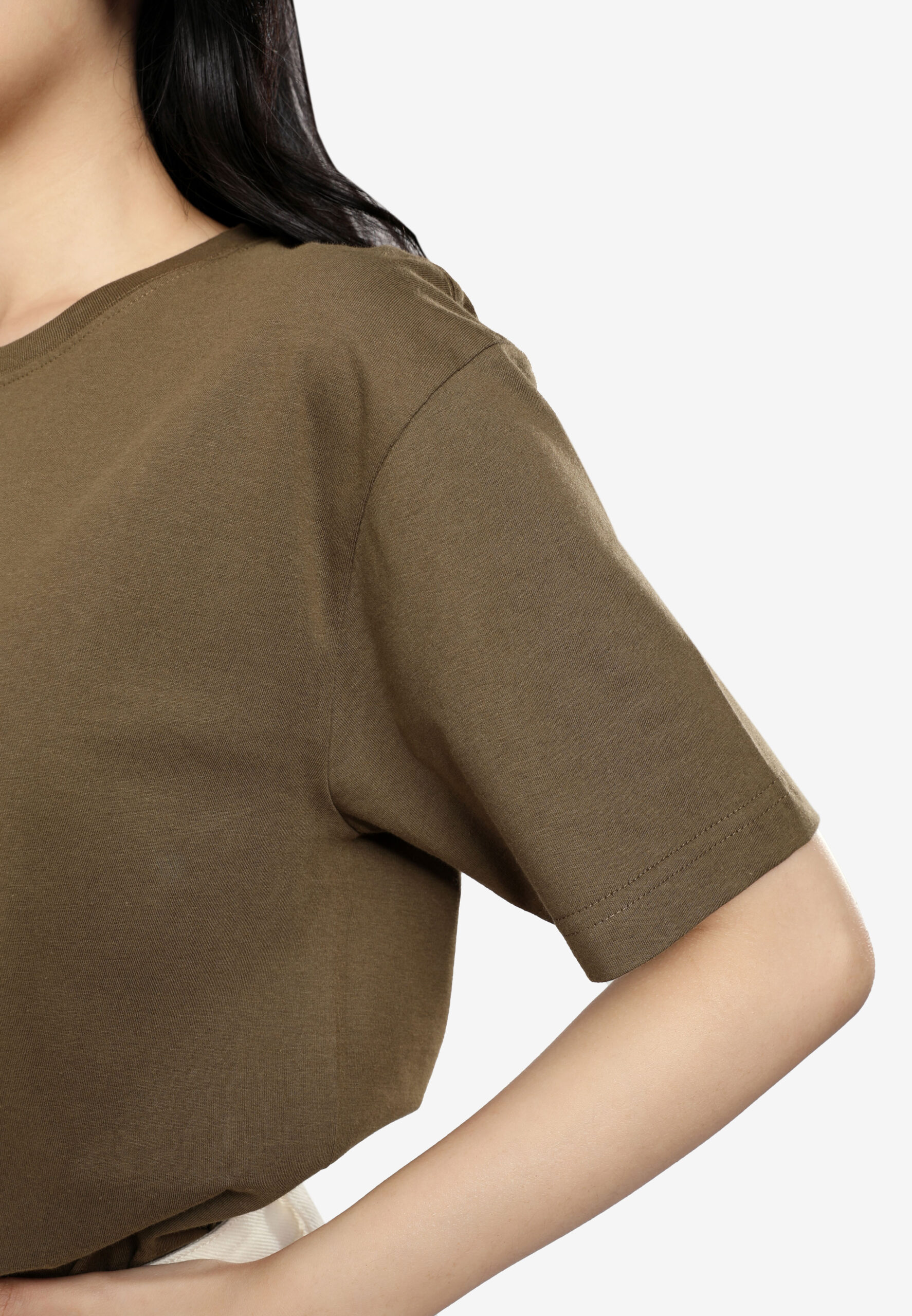 100% Cotton Round Neck (160 grams)- Khaki (P-901-59) - Image 5
