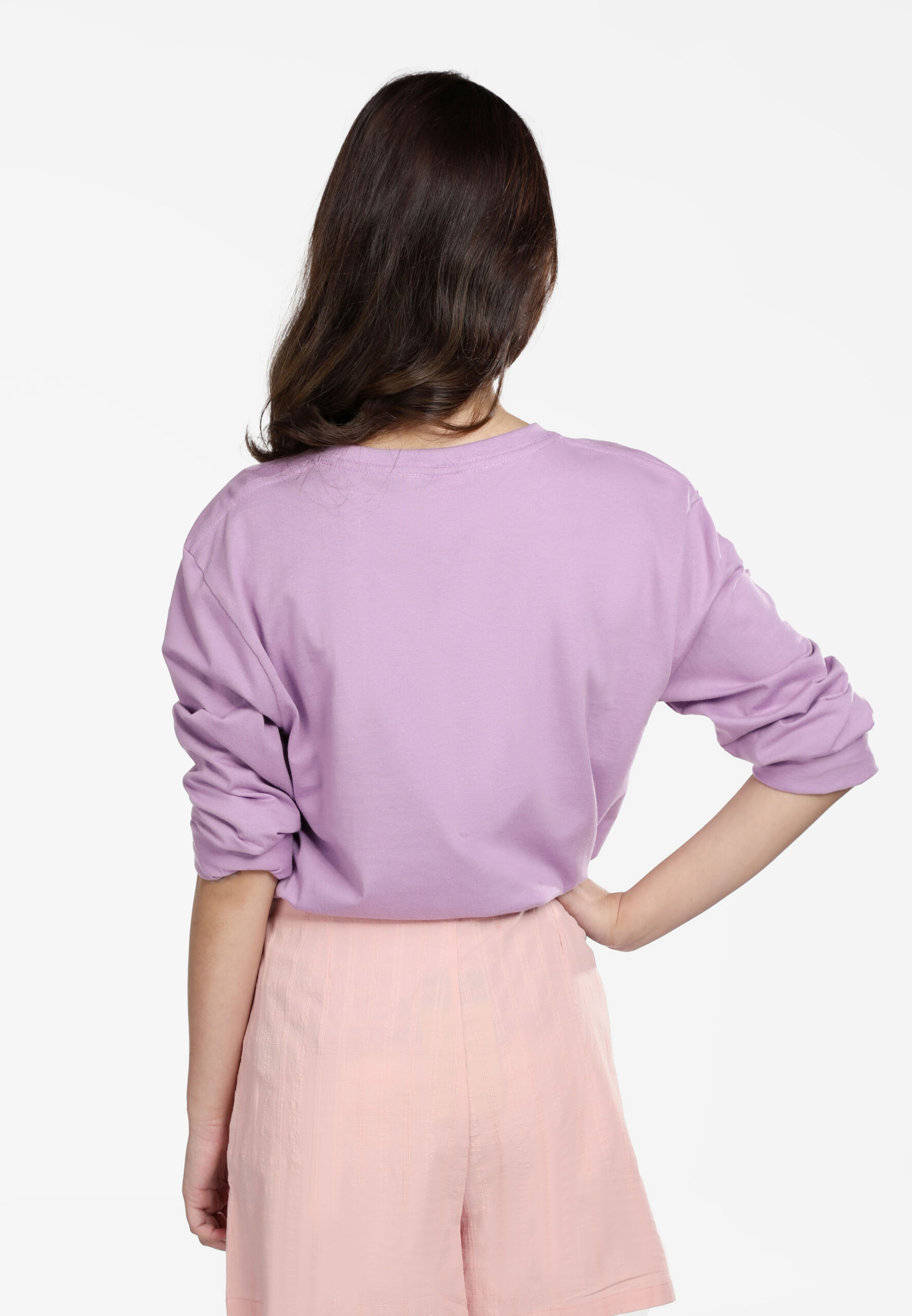 100% Cotton Long Sleeve Round Neck- Lavender (P-601-46) - Image 3