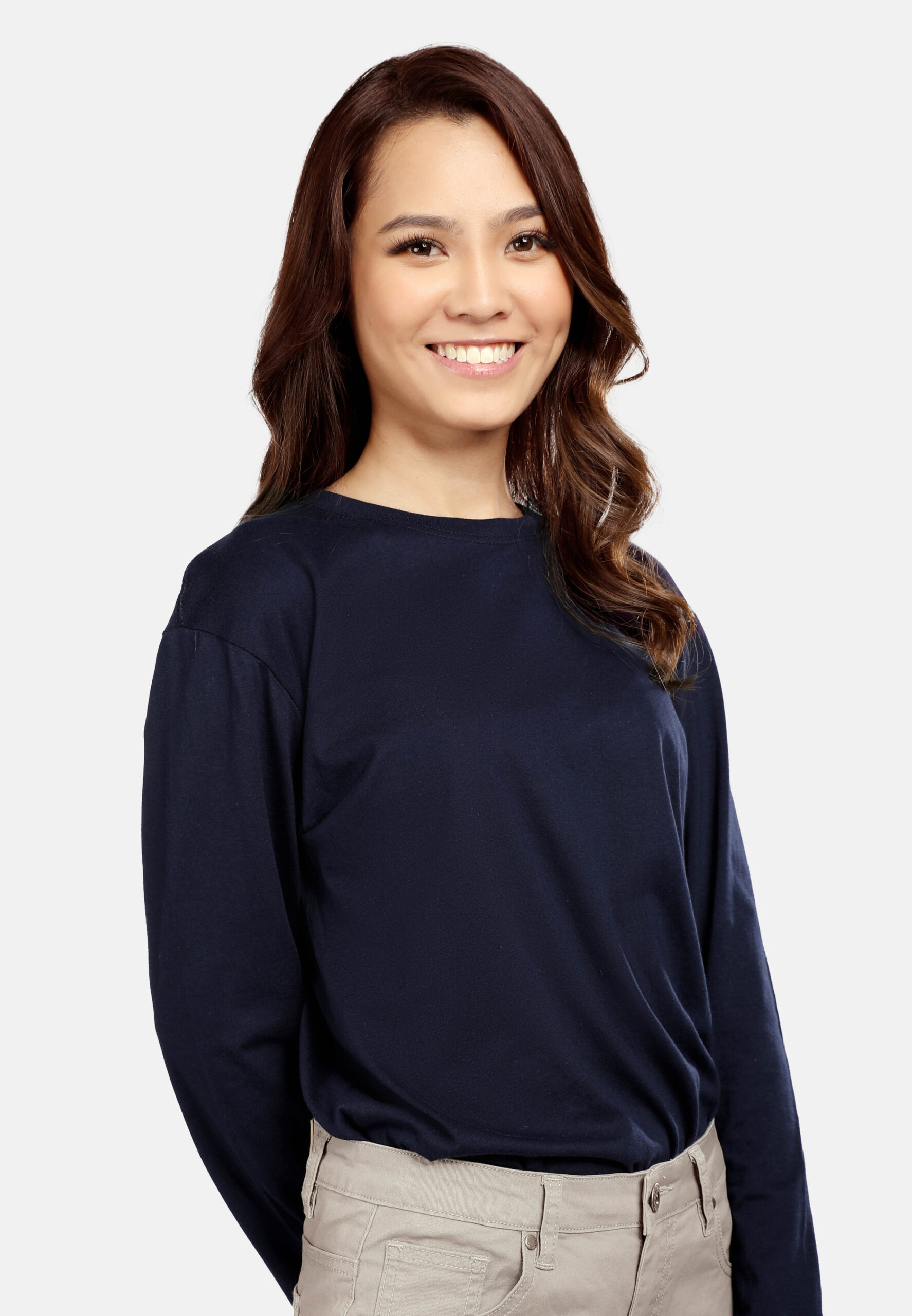 100% Cotton Long Sleeve Round Neck- Navy (P-601-08) - Image 6