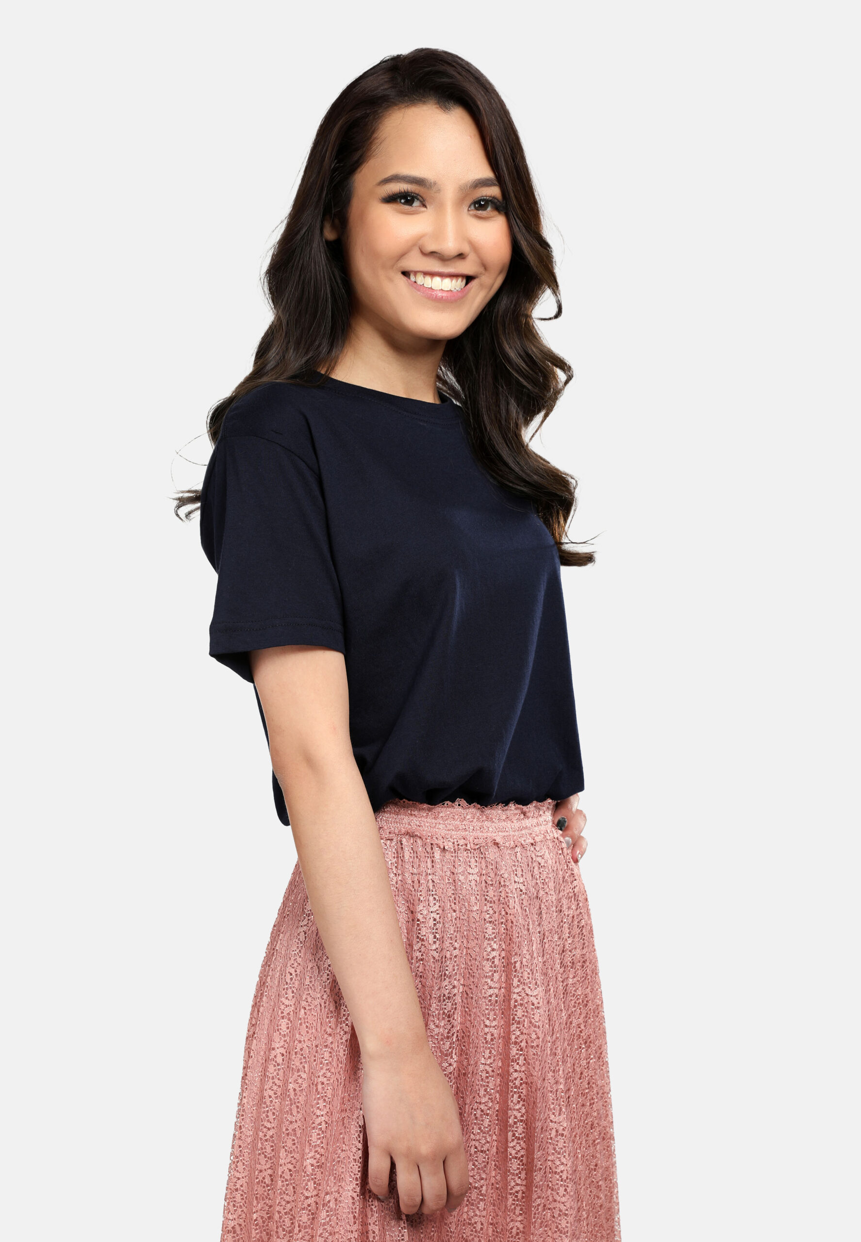 100% Cotton Round Neck (160 grams)- Navy (P-901-08) - Image 3