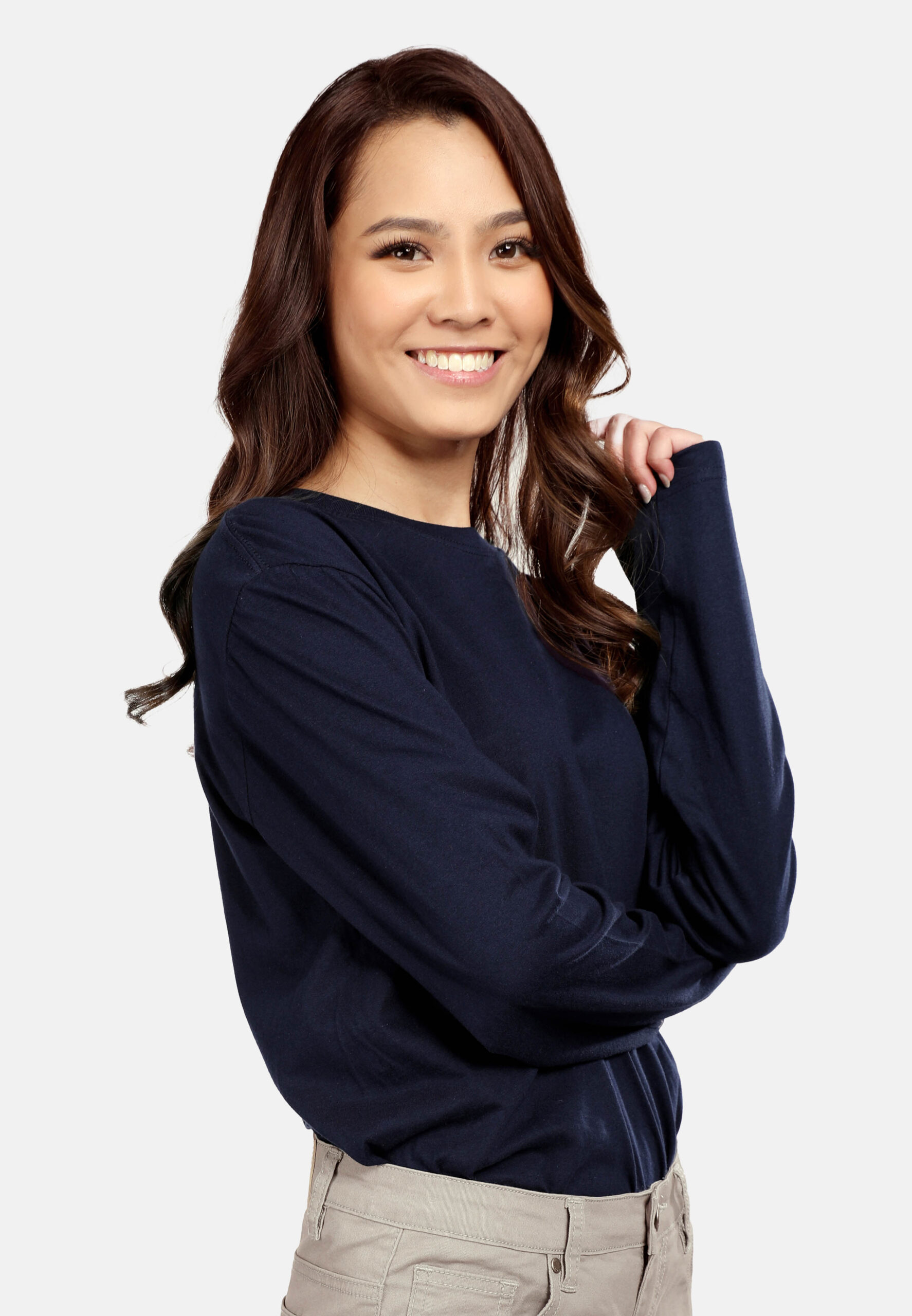 100% Cotton Long Sleeve Round Neck- Navy (P-601-08) - Image 9