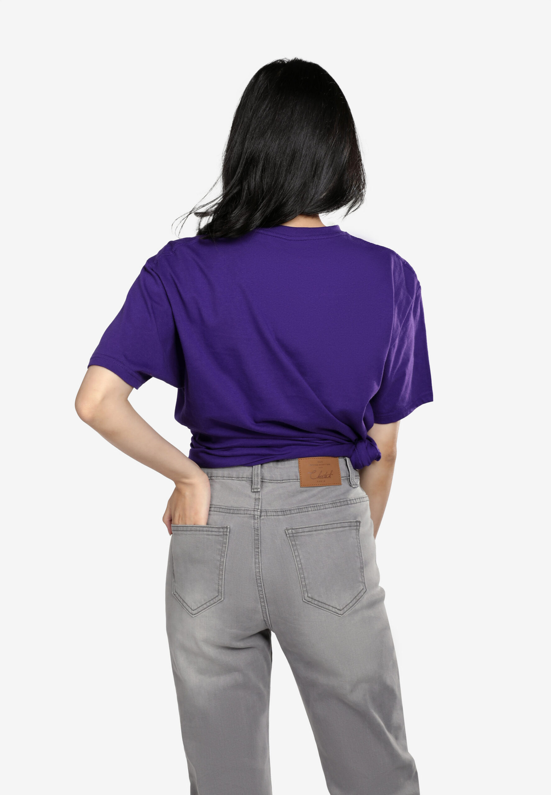 100% Cotton Round Neck (160 grams)- Purple (P-901-29) - Image 3