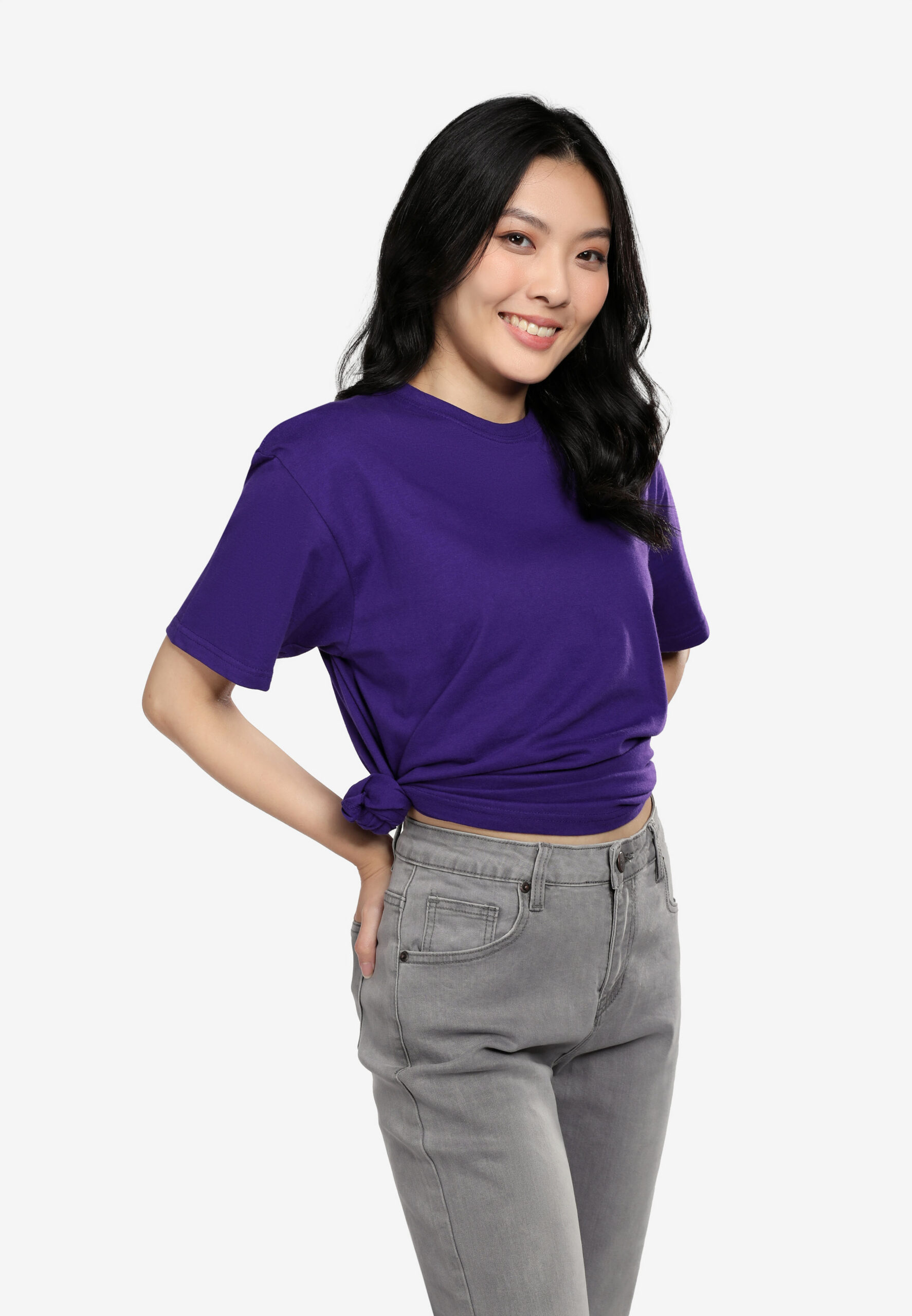 100% Cotton Round Neck (160 grams)- Purple (P-901-29) - Image 4