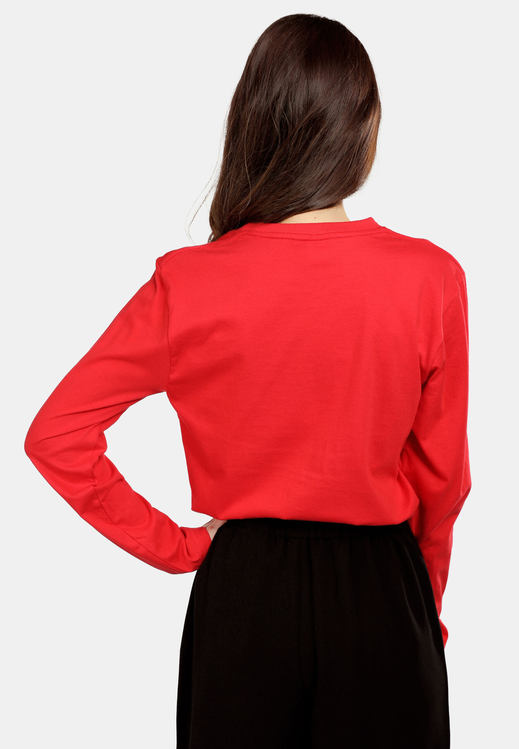 100% Cotton Long Sleeve Round Neck- Red (P-601-06) - Image 3