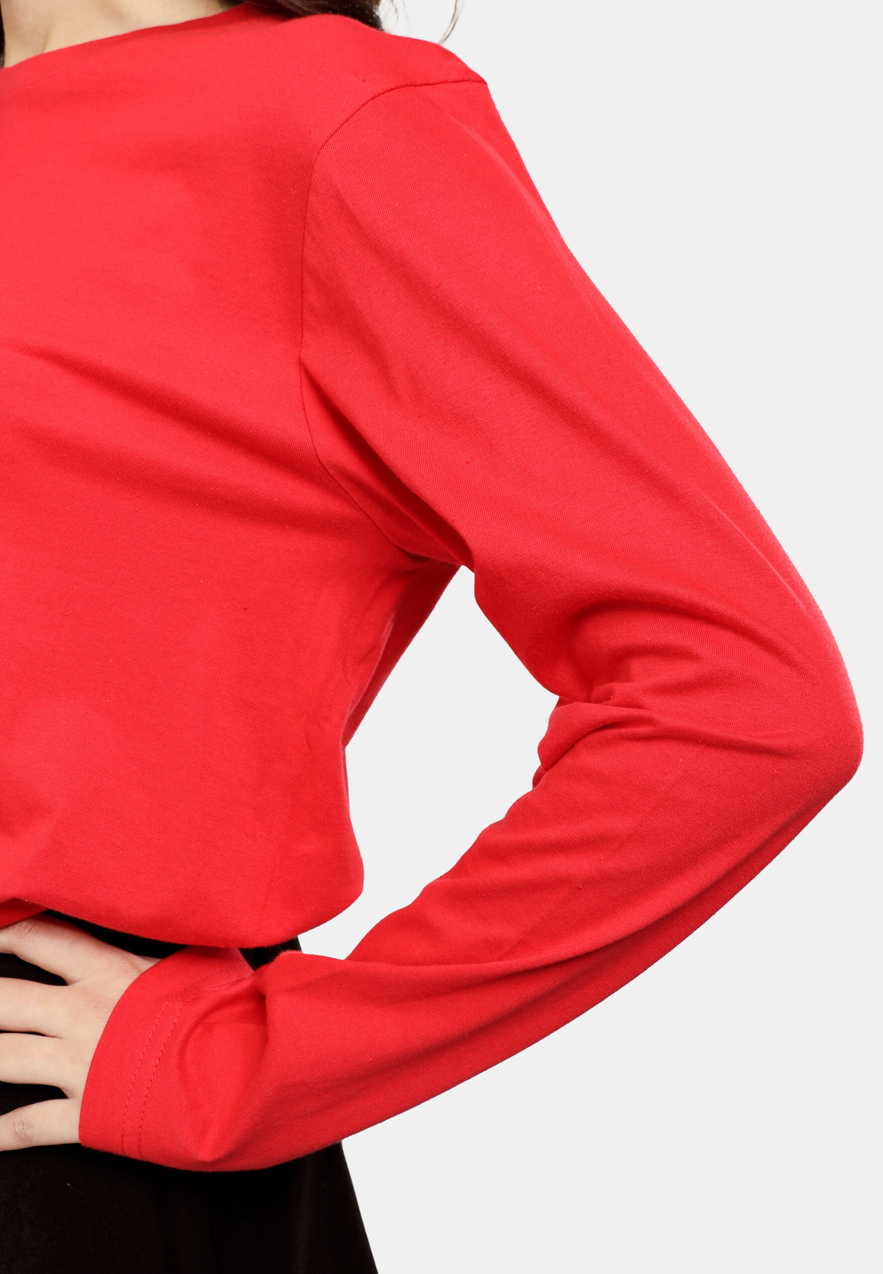 100% Cotton Long Sleeve Round Neck- Red (P-601-06) - Image 5