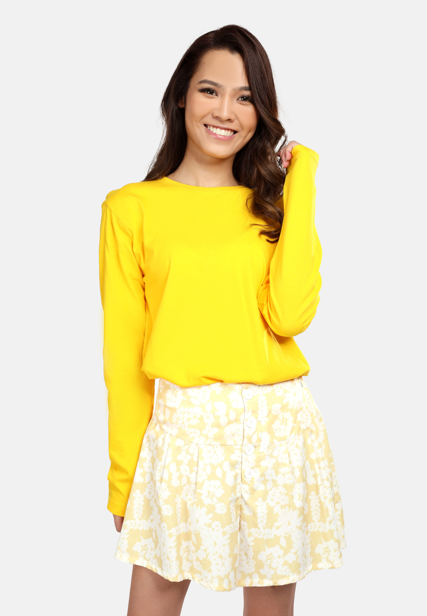 100% Cotton Long Sleeve Round Neck- Yellow (P-601-03) - Image 6
