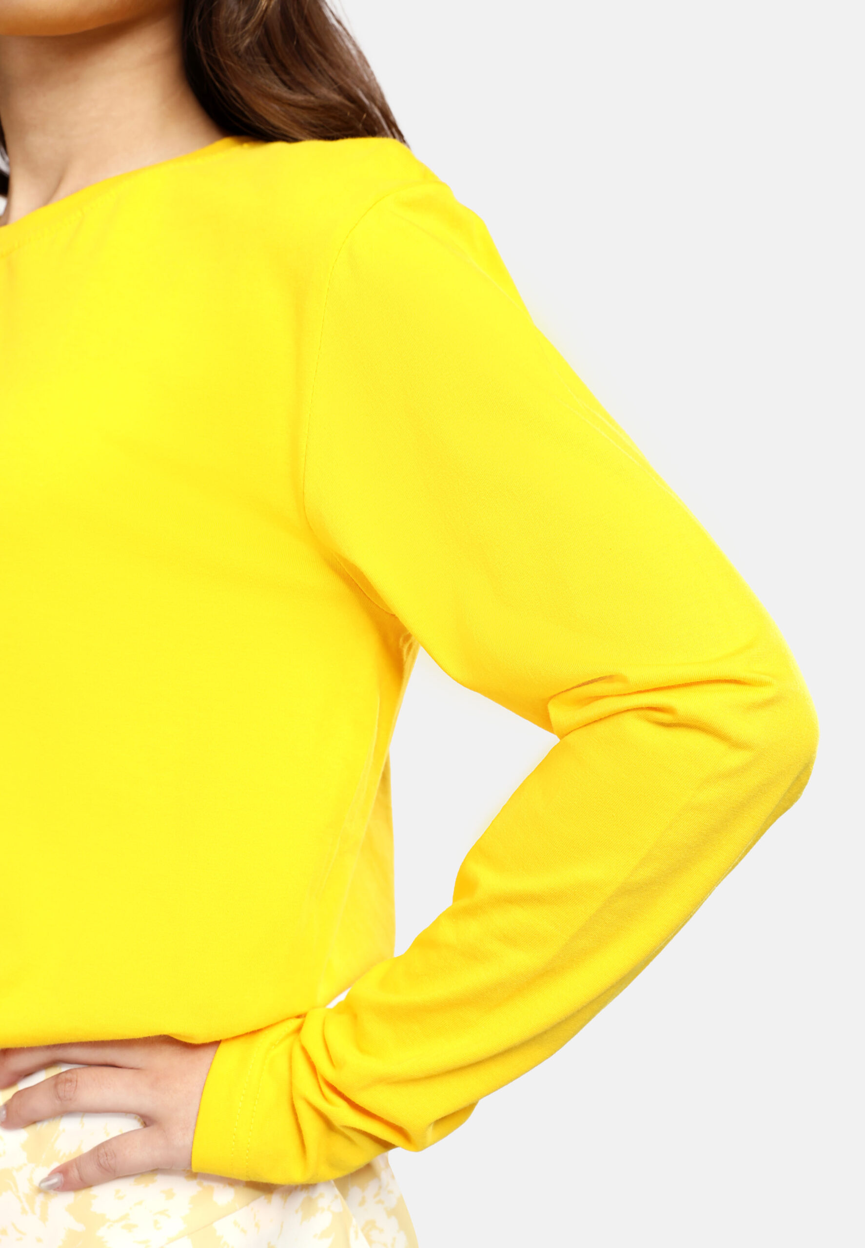 100% Cotton Long Sleeve Round Neck- Yellow (P-601-03) - Image 9